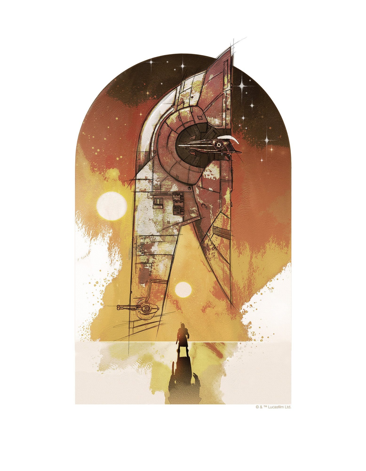 Komar Artprint op linnen Star Wars Boba Fett Starship 300 x 280 cm (breedte x hoogte) - behang, vlies, woonkamer, slaapkamer (1 stuk)