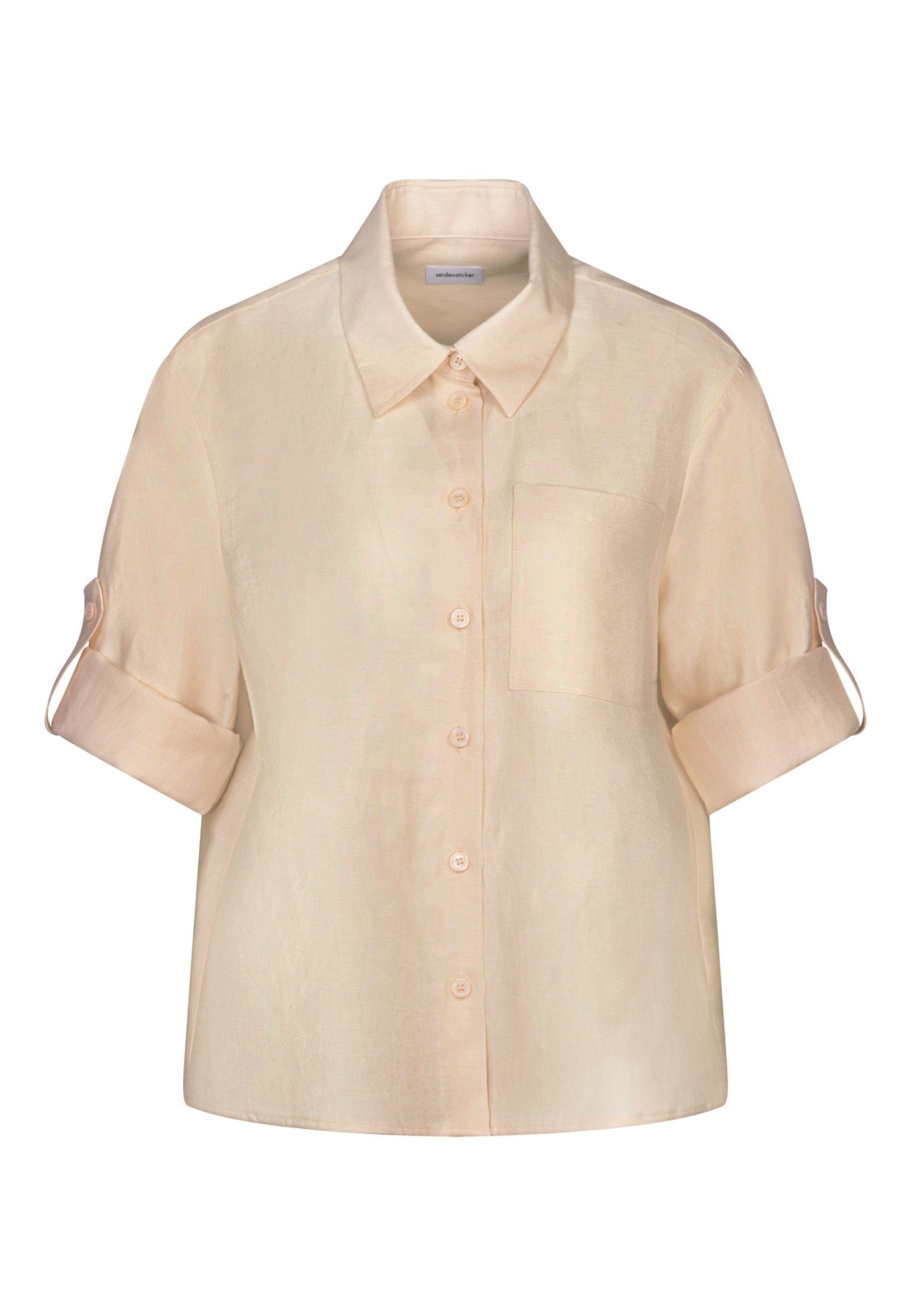 seidensticker Overhemdblouse Zwarte roos Lange mouwen kraag uni