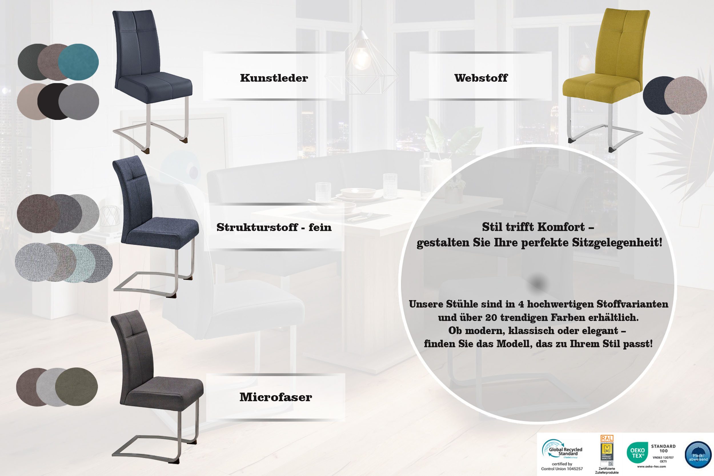 Home affaire Vrijdragende stoel RAB Bekleding in verschillende kwaliteiten, maximaal vermogen 120 kg (set, 2 stuks)