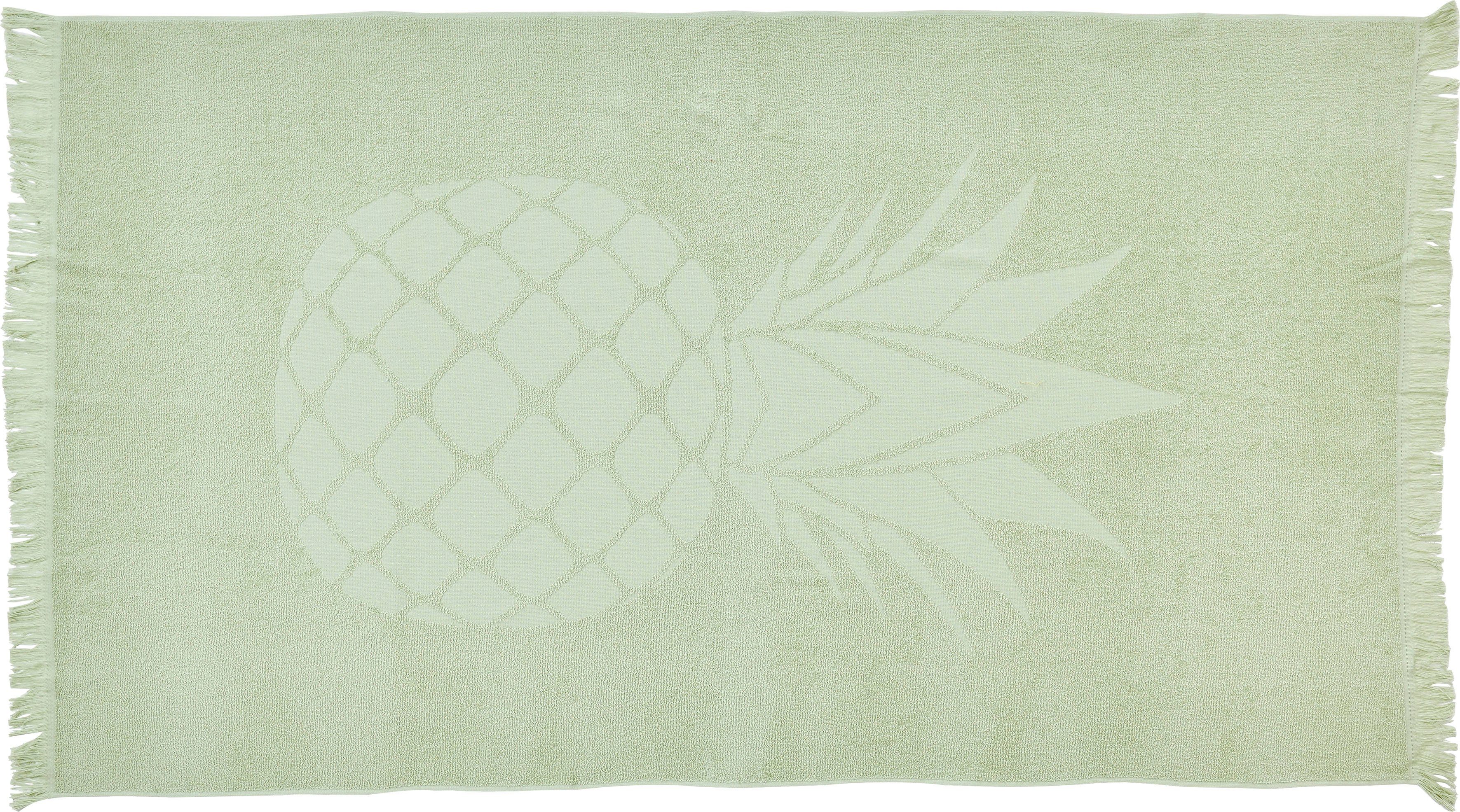 done.® Hamam-baddoeken Pineapple 90x160 cm, zachte & absorberende badstof binnenkant, unikleurig, met ananasmotief & franje, ideaal als strandlaken (1 stuk)