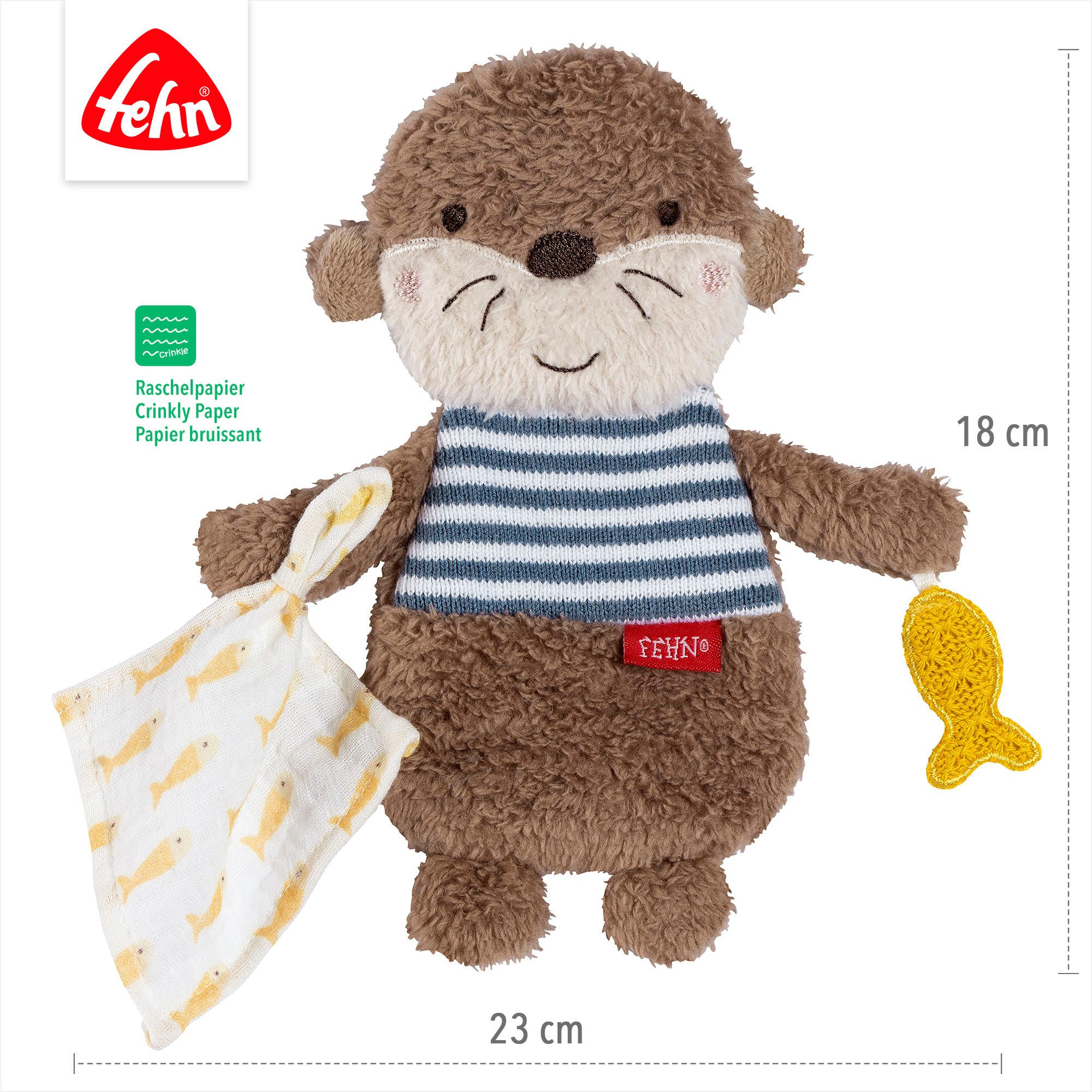 Fehn Knuffeldoek Otter Theo, geboorteset middel (3-delig)