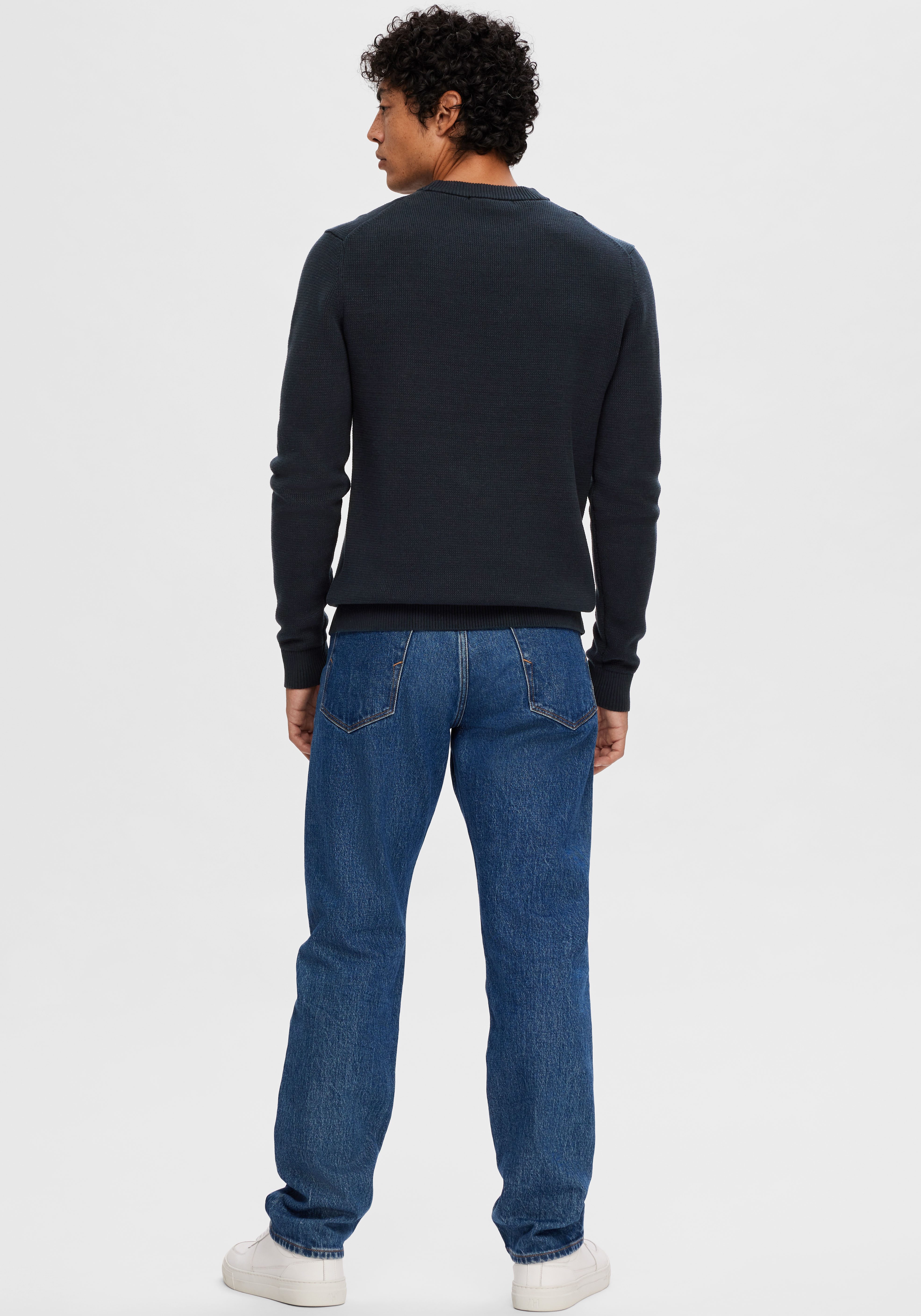SELECTED HOMME Trui met ronde hals SLHDANE LS KNIT STRUCTURE CREW NECK NOOS
