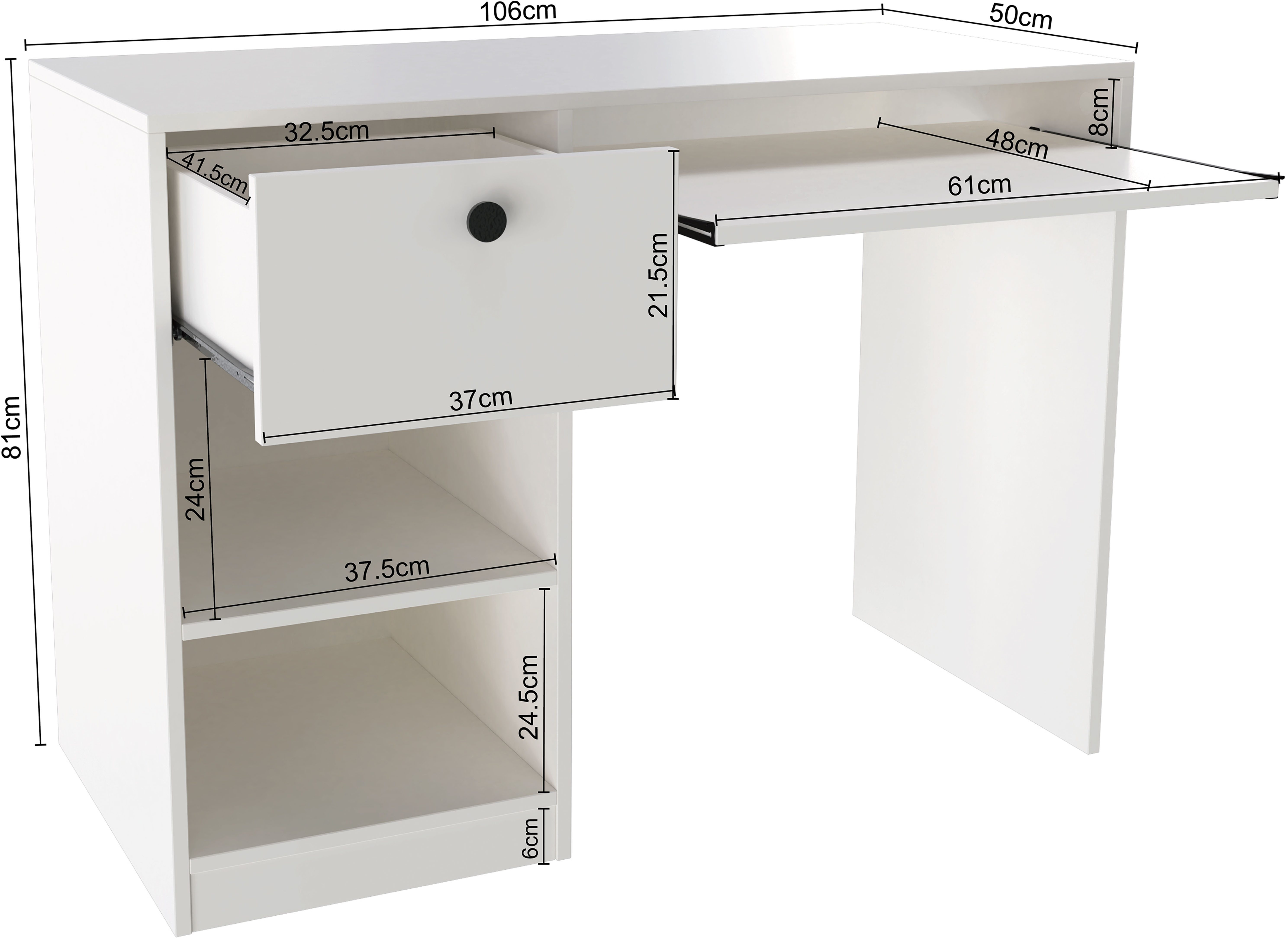 INOSIGN Bureau PODUM, pc-bureau, Toetsenborduitrek, grote lade, breedte 106 cm