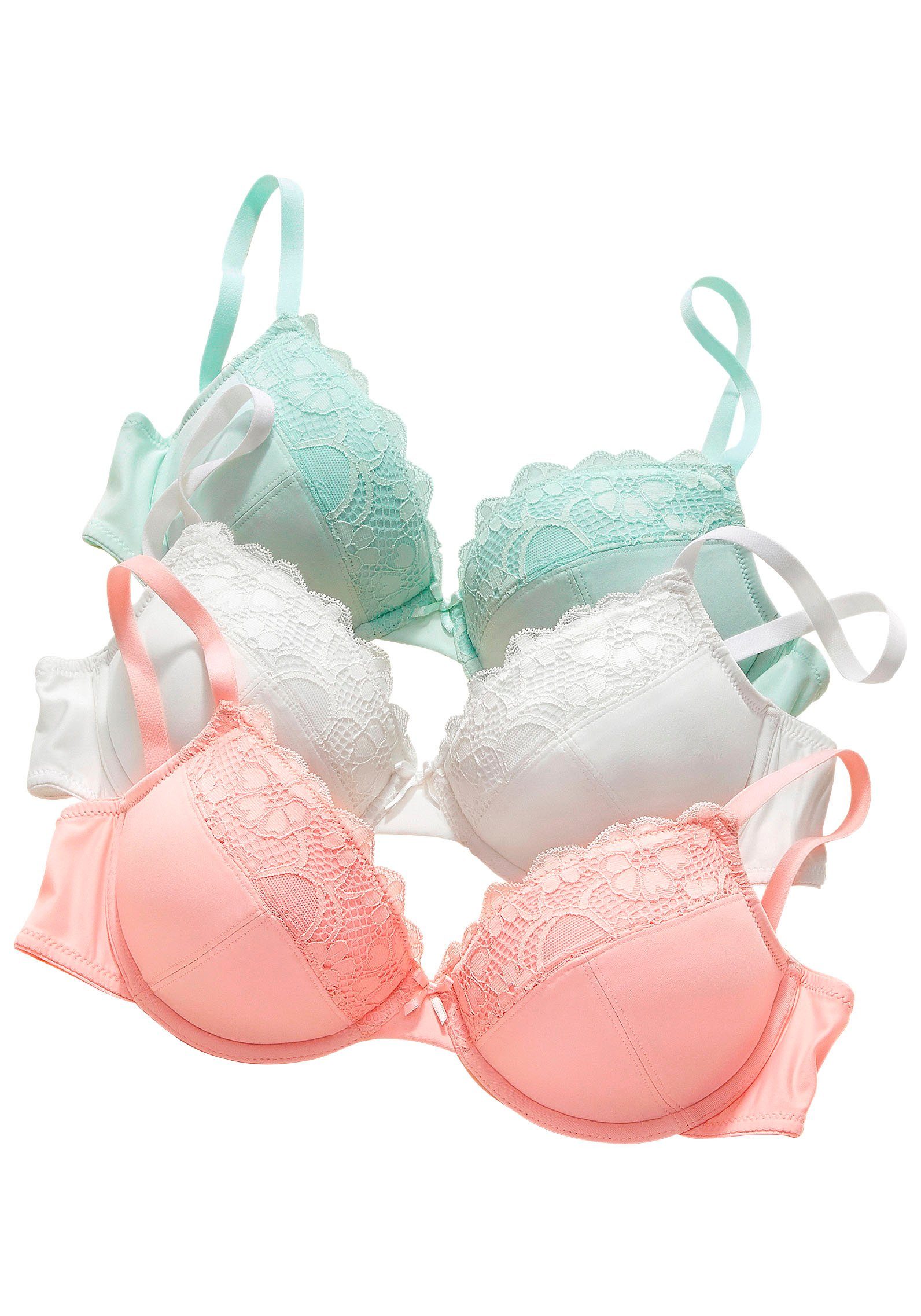 petite fleur Push-up-bh push-up-bh met beugel in aantrekkelijke multipack lingerie (3-delig Set van 3)