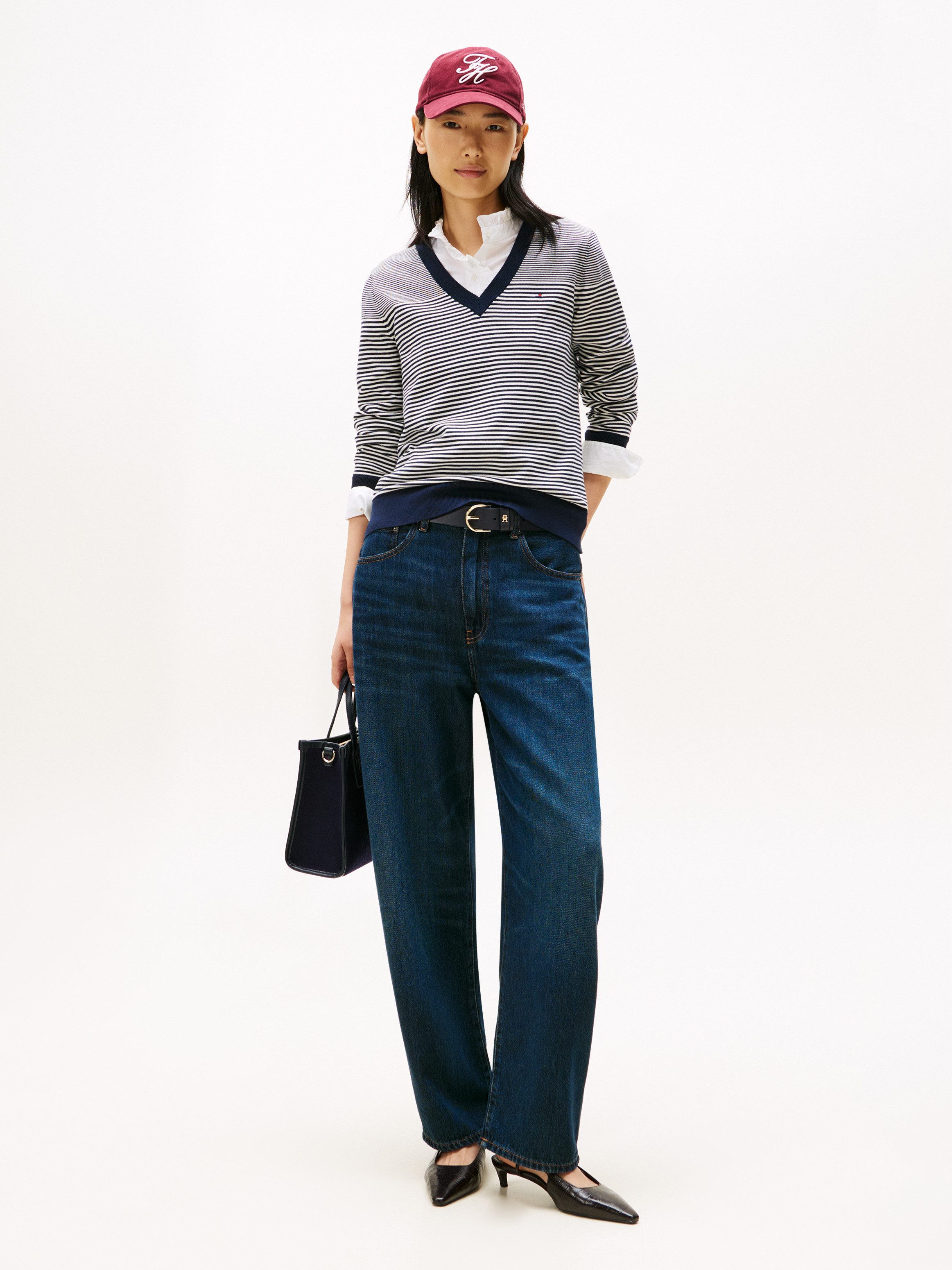 Tommy Hilfiger Trui met V-hals CO JERSEY STITCH V-NK SWEATER met V-hals en rib