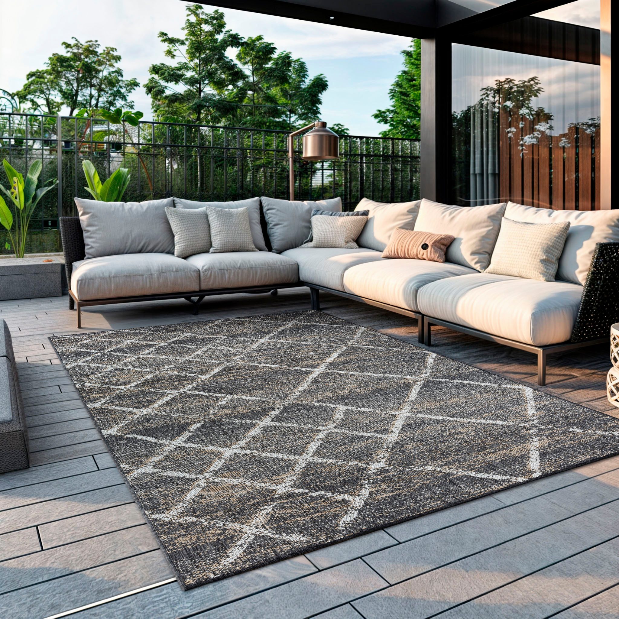 my home Vloerkleed Sorren voorraadopruiming Ruitenpatroon, geschikt voor binnen- en buitengebruik, terras & balkon