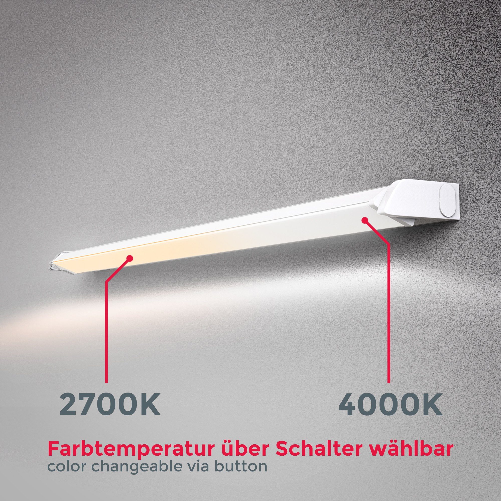 B.K.Licht Lichtstrook Onderkastlamp, 150° draaibaar, kleurtemperatuur instelbaar, wit