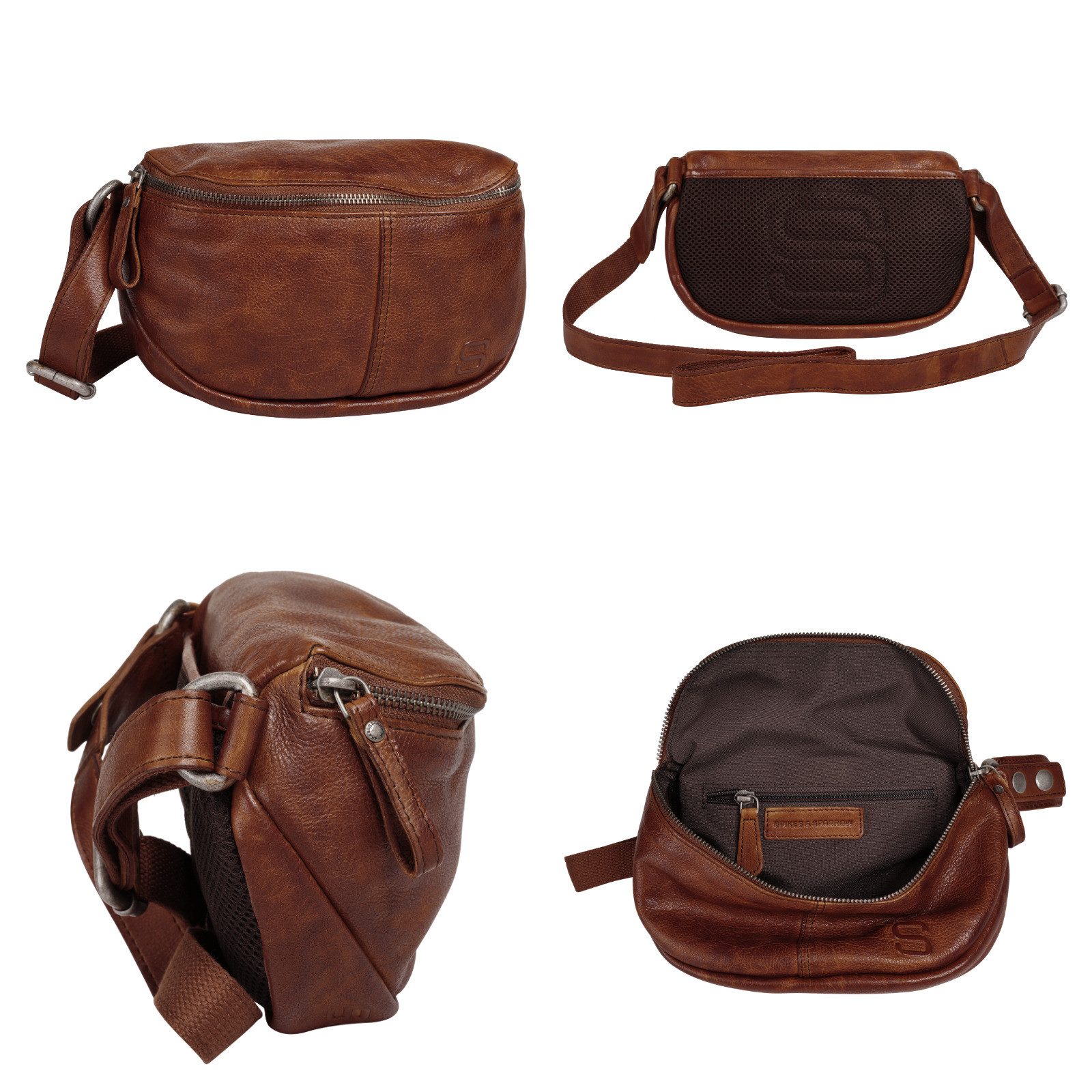 Spikes & Sparrow Schoudertas echt leder