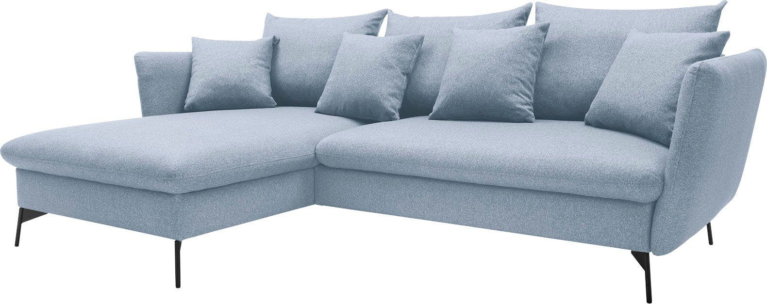 andas Hoekbank LIVORNO,258 cm, L-model, Slaapfunctie en bedlade (139/224 cm), fluweel, structuur, geweven stof
