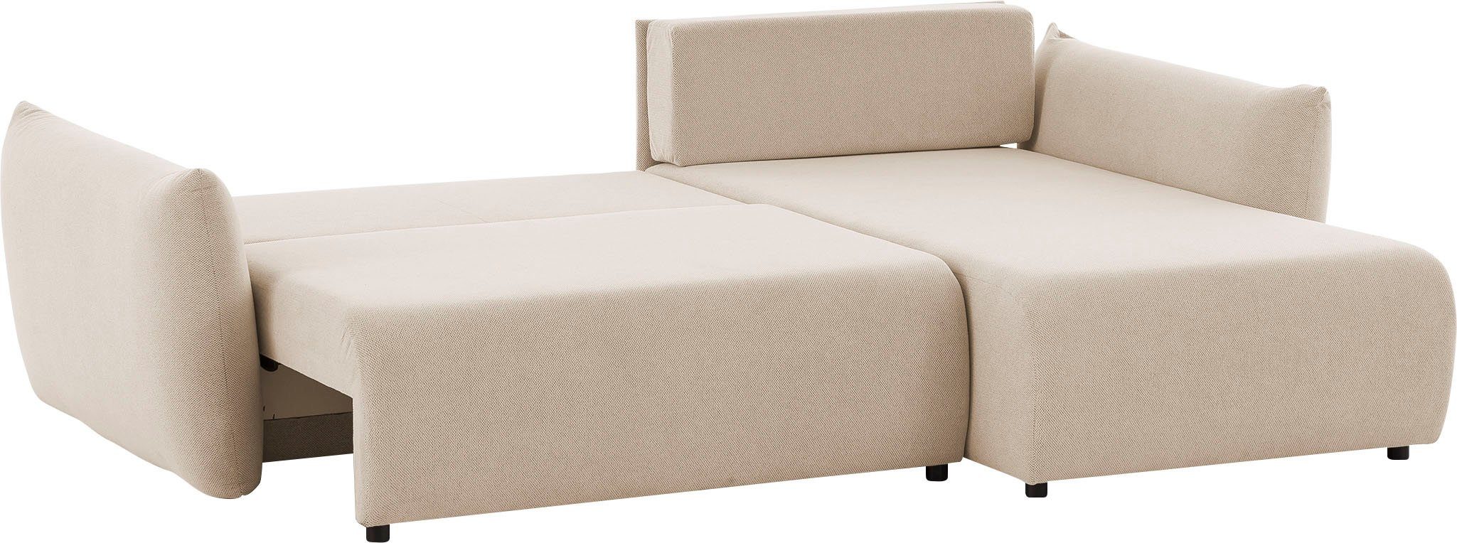 INOSIGN Hoekbank MAVAS bedbank met bedkist, L-model, ca. 257/127 cm (ligoppervlak 212/145 cm), ribfluweel, chenille, structuur