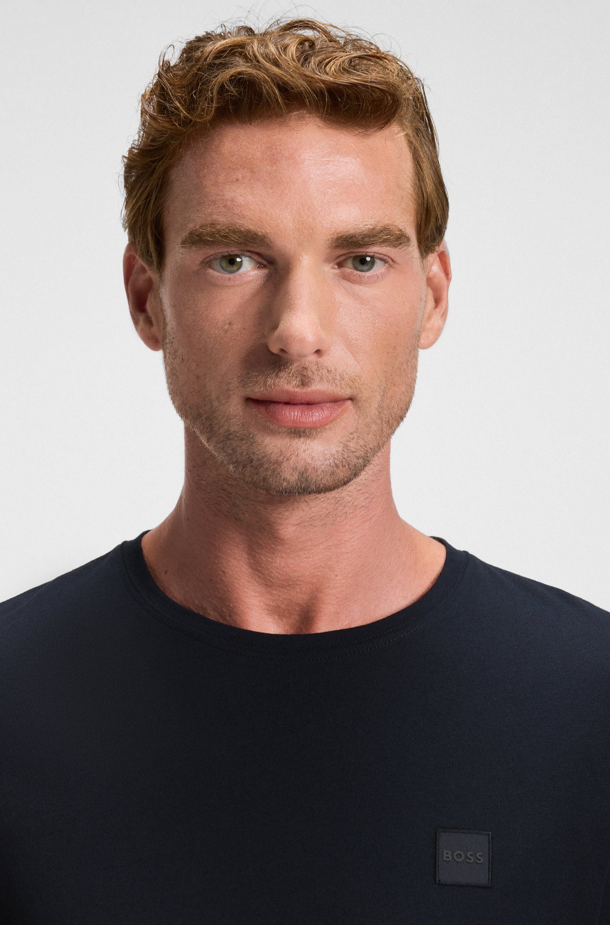 Boss Orange Shirt met lange mouwen Tacks met merkembleem op de borst
