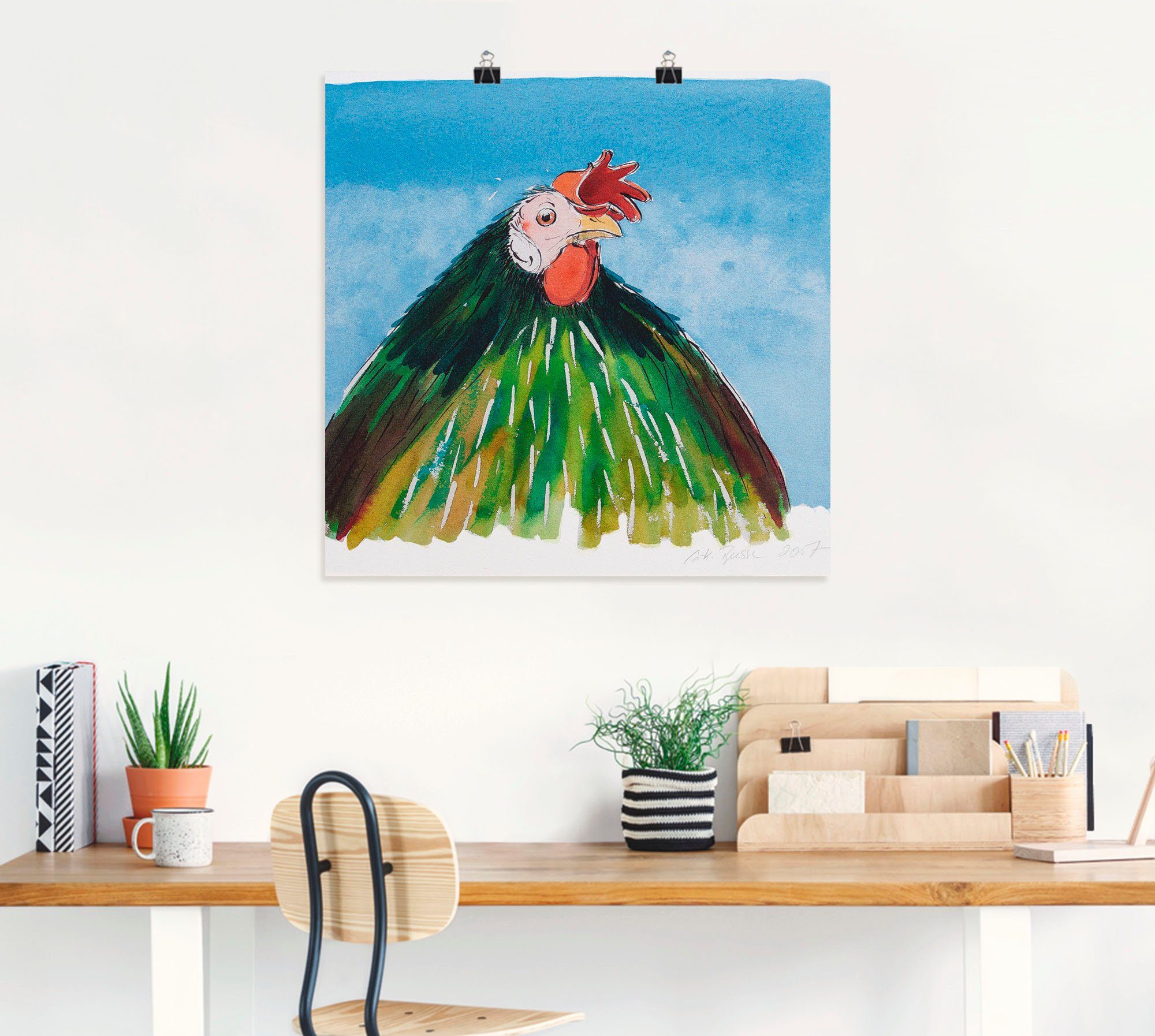 Artland Poster Ijdele haan als artprint op linnen, muursticker of poster in verschillende maten
