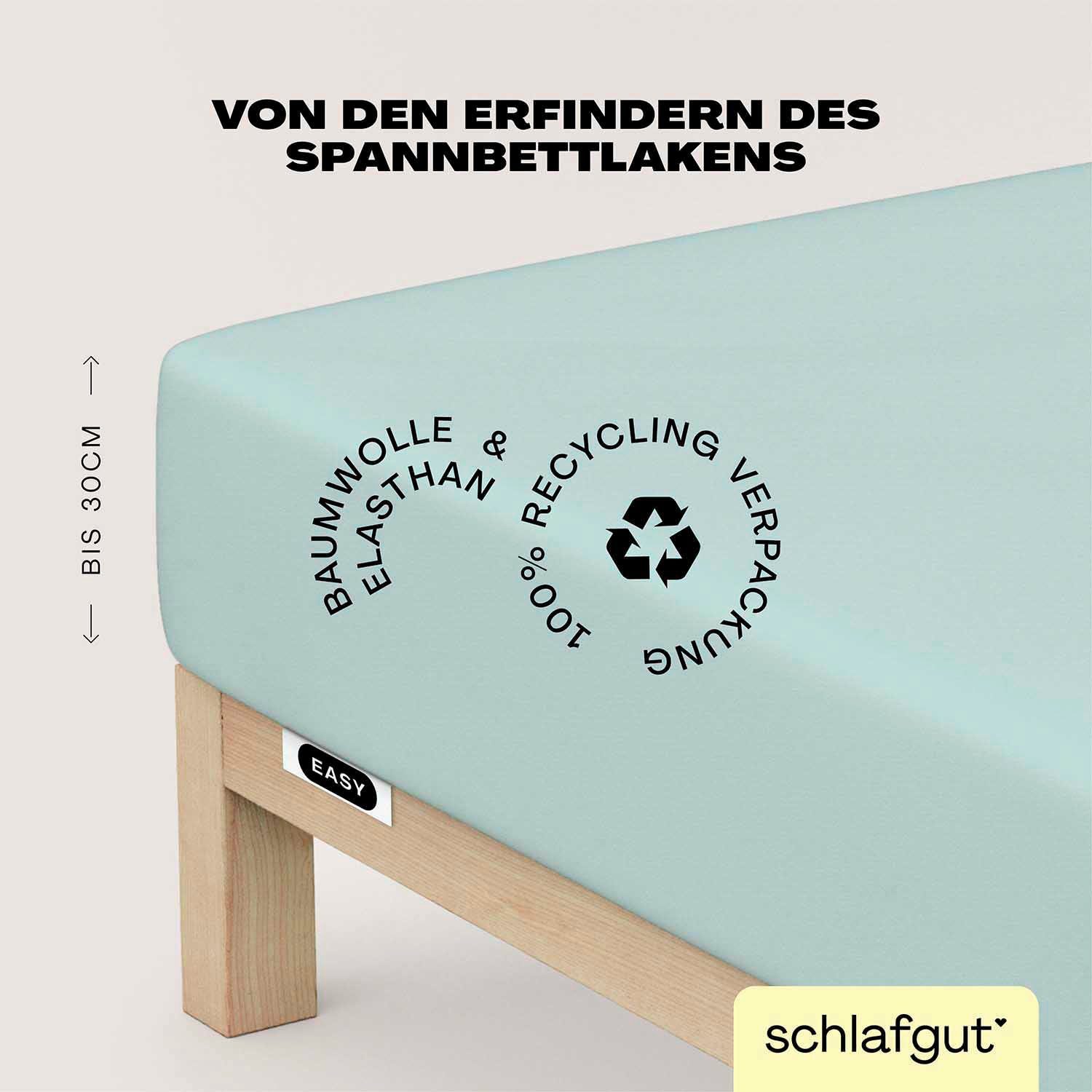 Schlafgut Hoeslaken EASY jersey elastaan MADE IN GREEN by OEKO-TEX (1 stuk) hoeslakens maat 90-100 cm x 200-220 cm blauw