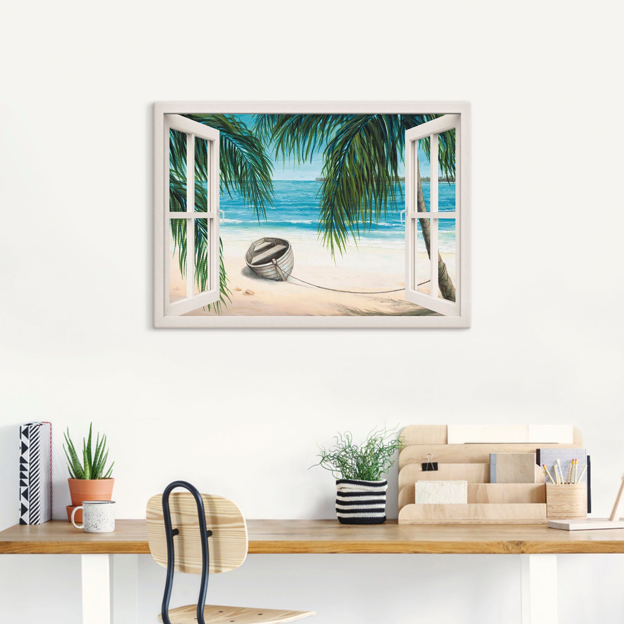 Artland Artprint Blik uit het venster - Caribic als artprint op linnen, muursticker in verschillende maten