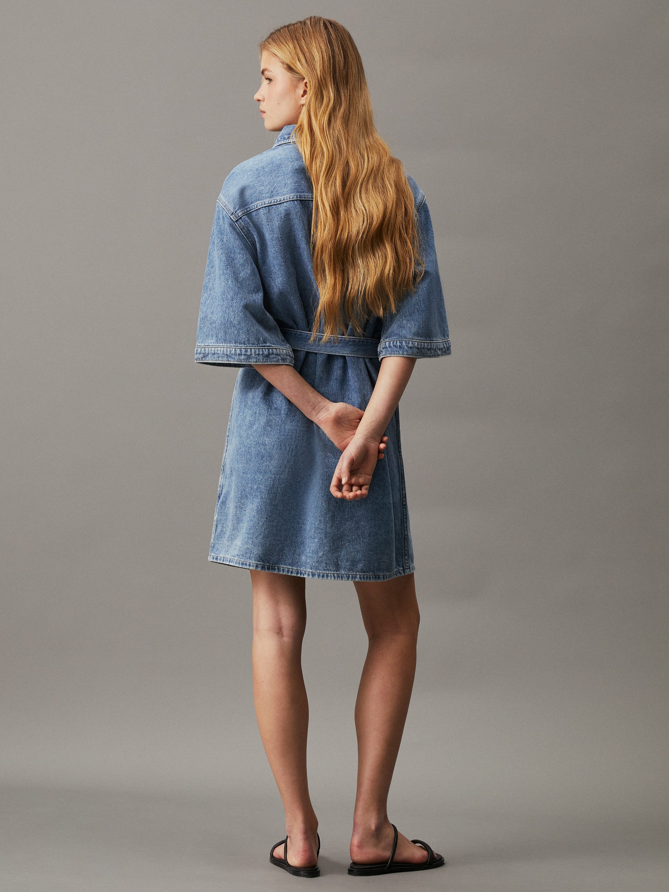 Calvin Klein Jeans jurk BOXY BELTED SHIRT DRESS