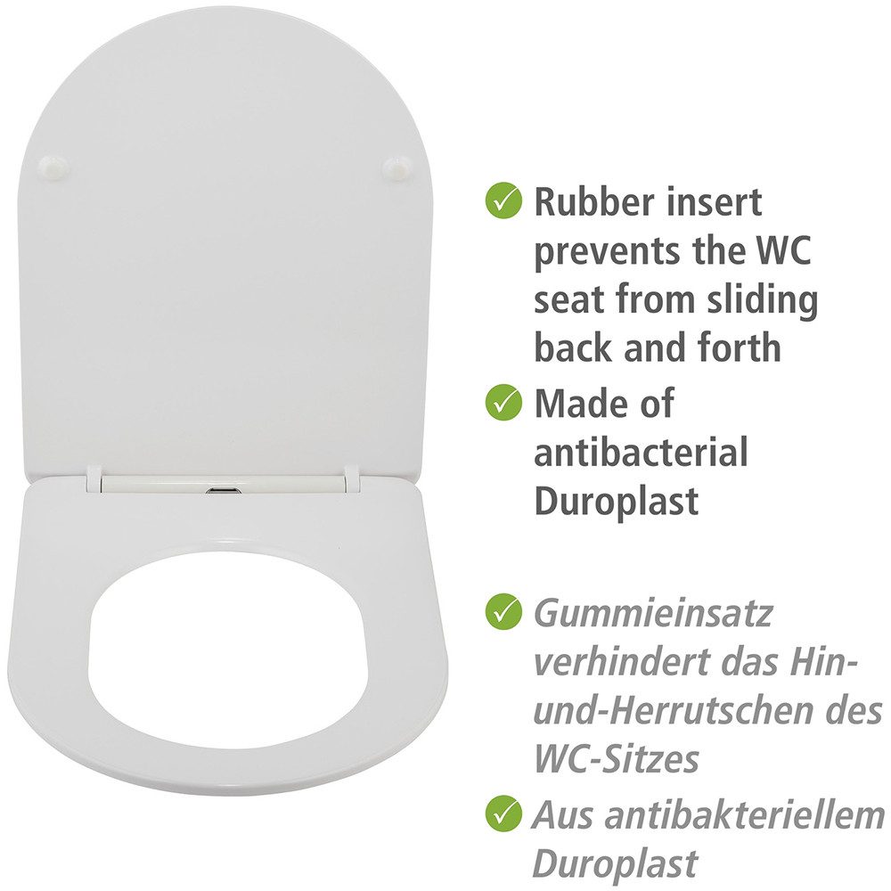 WENKO Toiletzitting Model Galati van duroplast, ultraflauw, d-vorm, met afdaalautomatiek