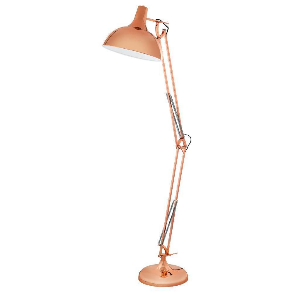 EGLO Staande lamp BORGILLIO Vloerlamp, industrieel, staal in koper, E27, incl. voetknop (1 stuk)