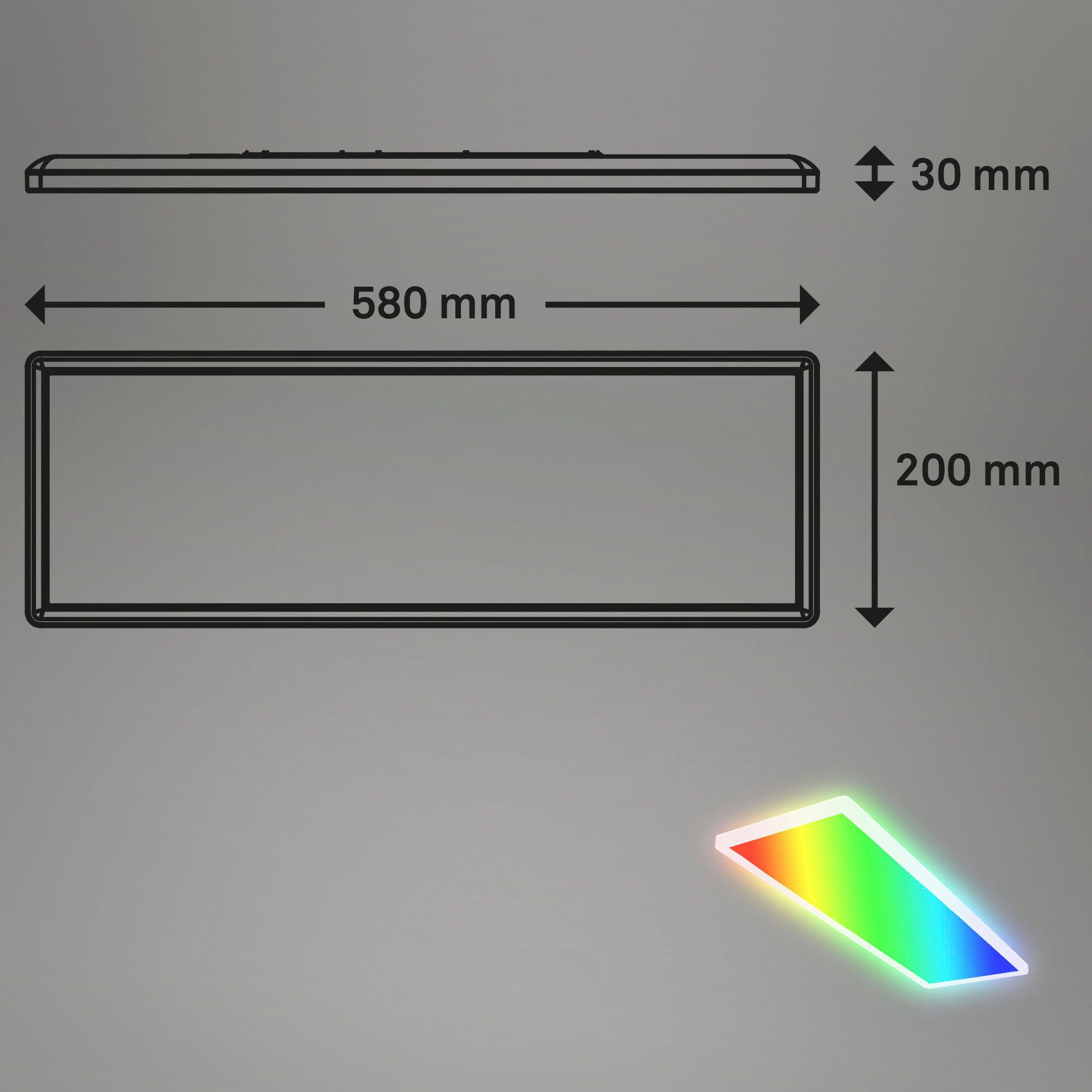 Briloner Leuchten Led-paneel 7404016 SLIM Plafondlamp, 58x20x3 cm, wit, 22W, woonkamer, slaapkamer, keuken
