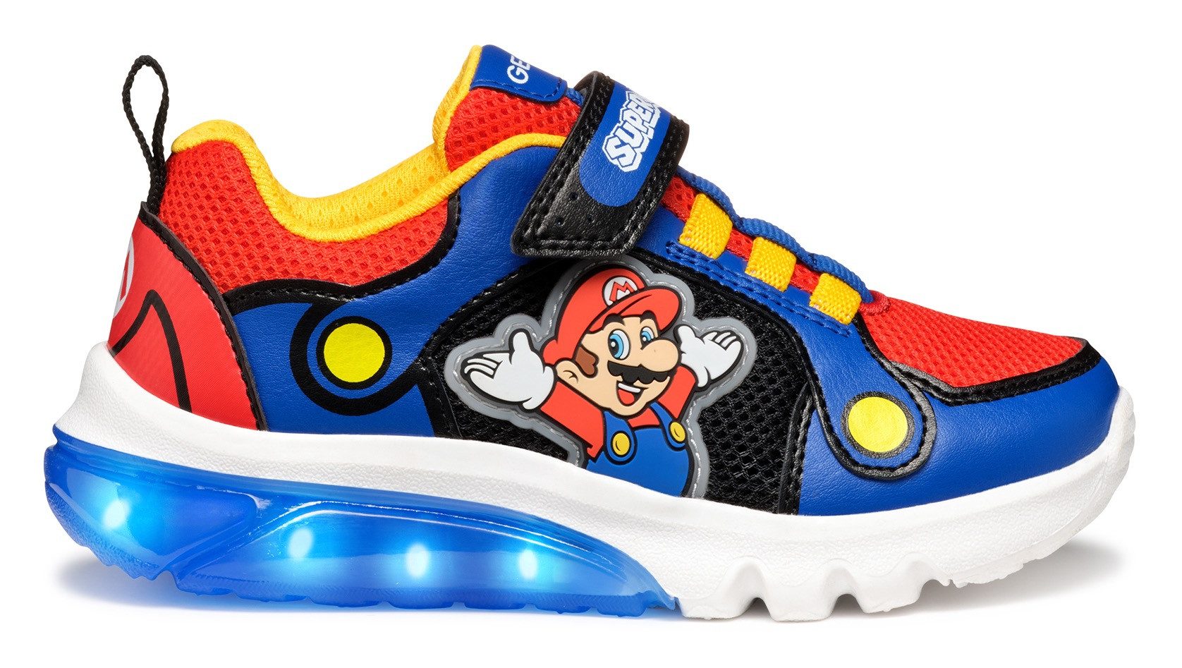 Geox Sneakers J CIBERDRON BOY lichtgevende schoen , retro sneaker, blink schoen met super mario motief