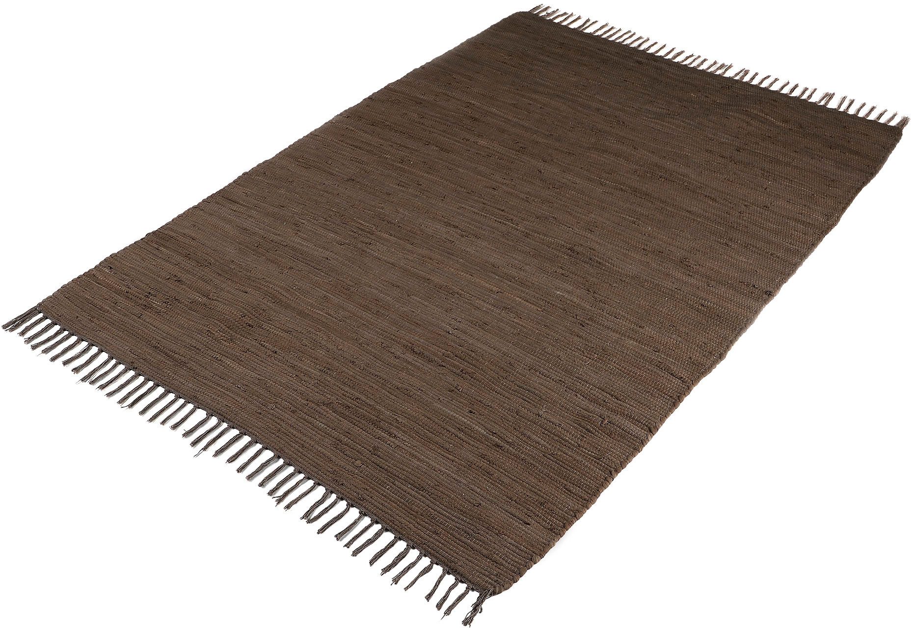 carpetfine Vloerkleed Kelim Chindi uni Tweezijdig te gebruiken kleed, puur katoen, met de hand geweven, unikleuren, met franje