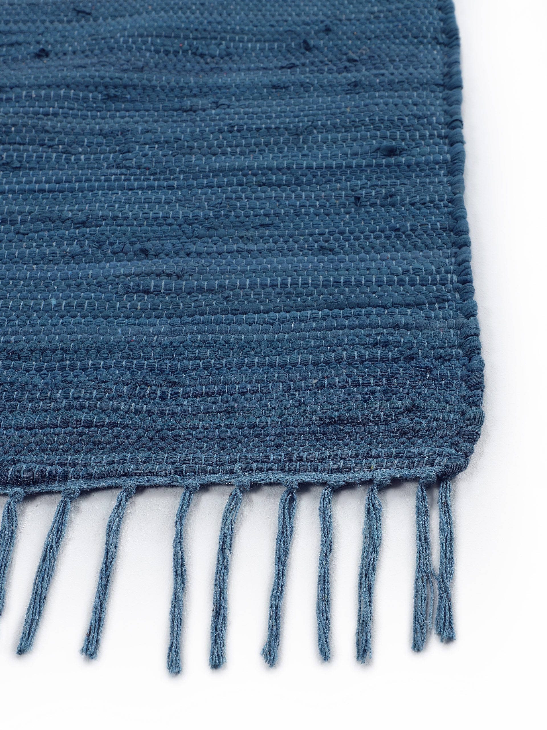 carpetfine Vloerkleed Kelim Chindi uni Tweezijdig te gebruiken kleed, puur katoen, met de hand geweven, unikleuren, met franje
