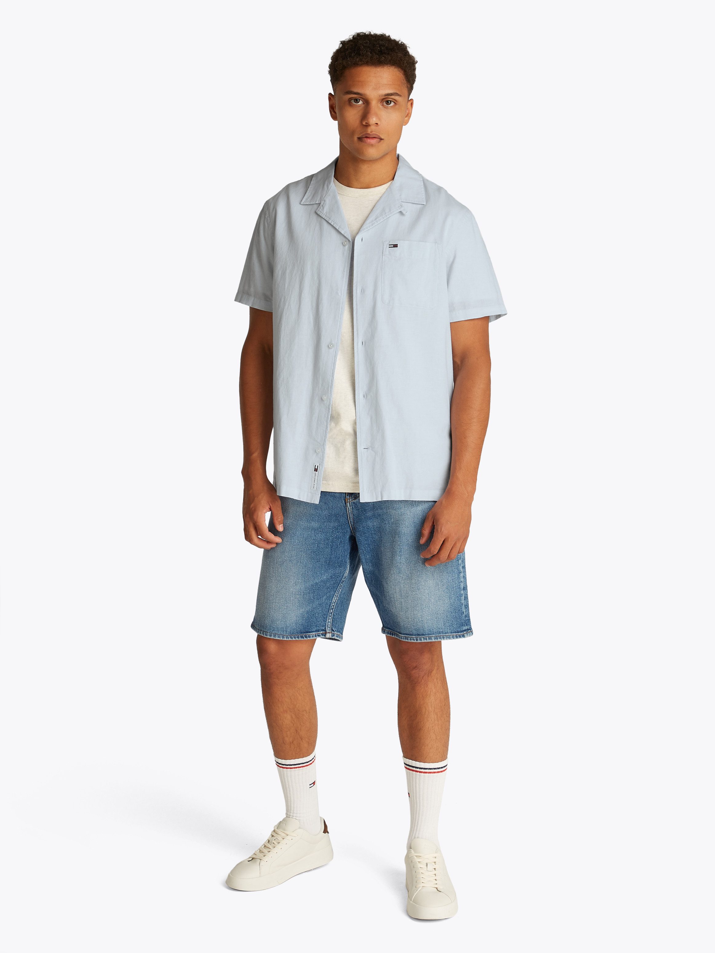 TOMMY JEANS Overhemd met korte mouwen TJM LINEN BLEND CAMP SS EXT