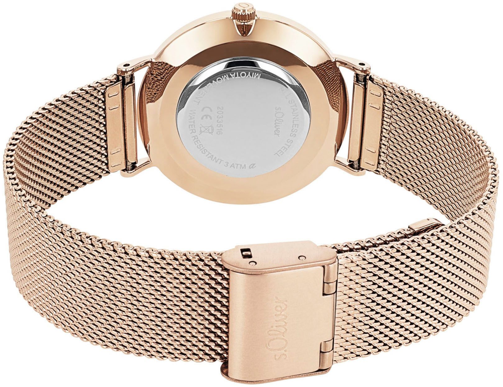 s.Oliver Kwartshorloge Horloge, dameshorloge, analoog, stalen armband