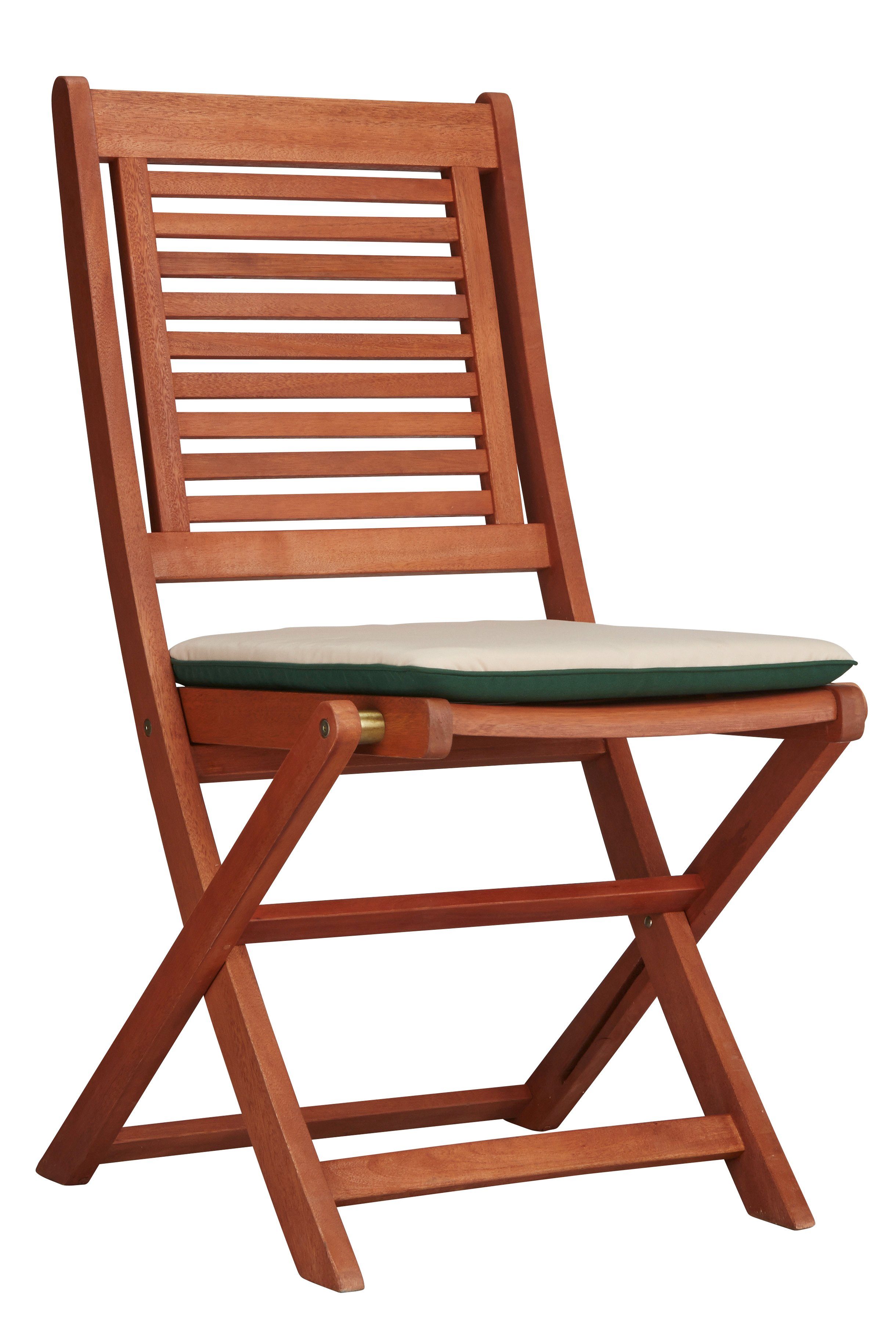 MERXX Tuinstoel Cordoba set van 2, eucalyptus, opvouwbaar, bruin, incl. omkeerbare kussens (set, 2 stuks)
