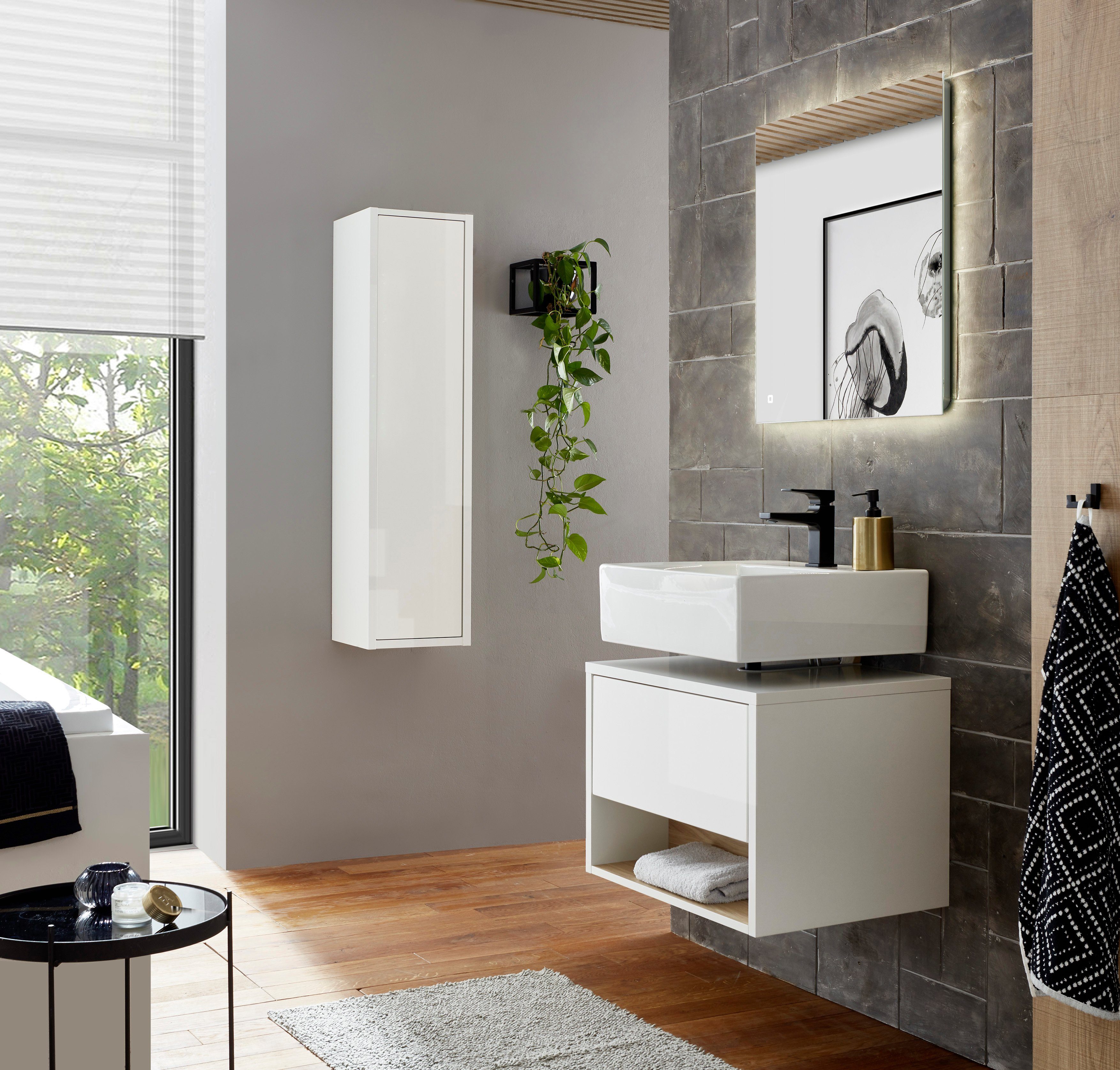 Places of Style Badkamerserie Studio Line, bad in modern ontwerp, 3-delig badkamer Kast, onderkast en spiegel, in twee kleuren beschikbaar, opbergruimte (3-delig)