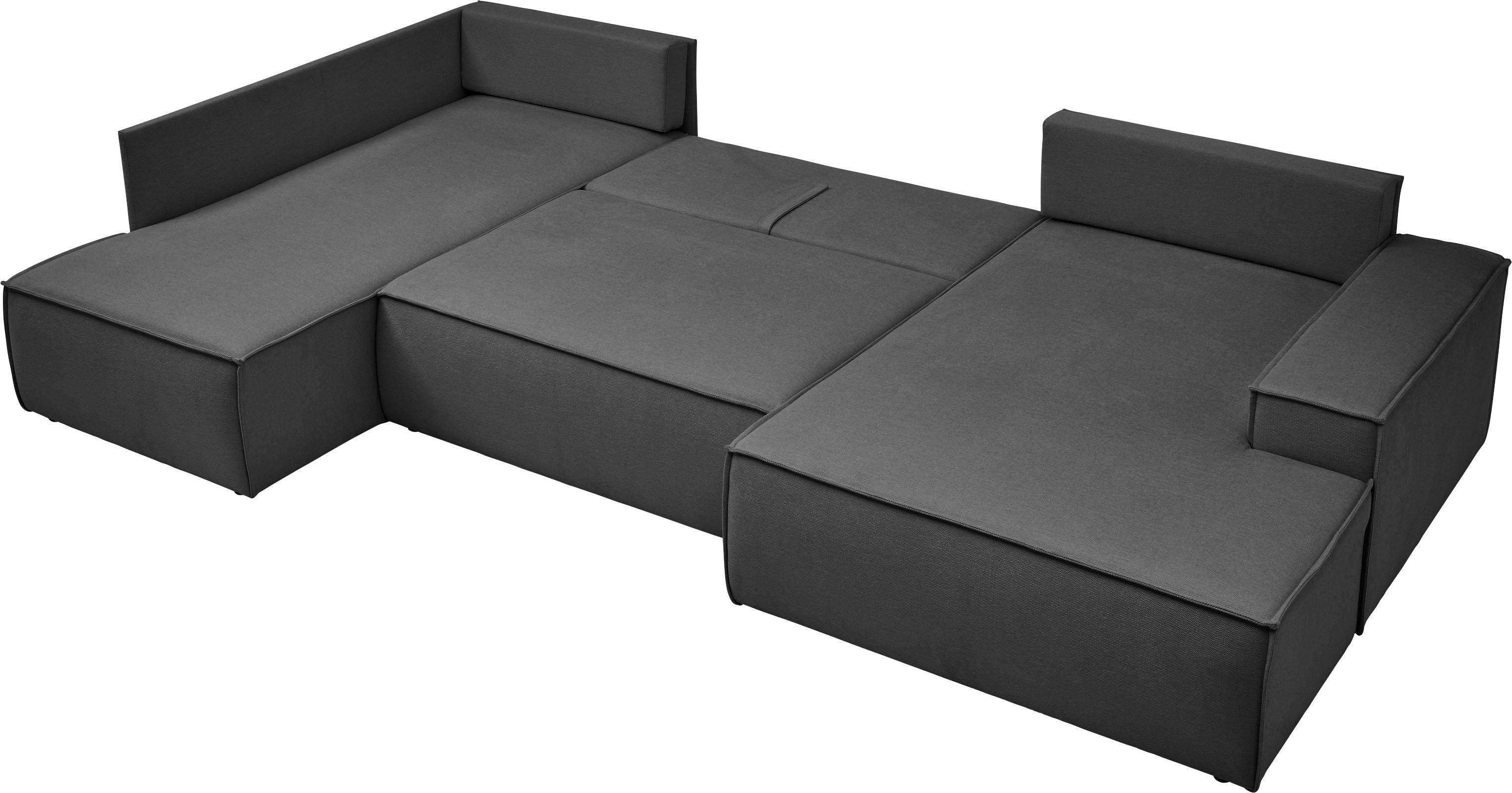 andas Zithoek FINNLEY U-model XXL 329 cm, bedbank, slaapfunctie m. bedkist