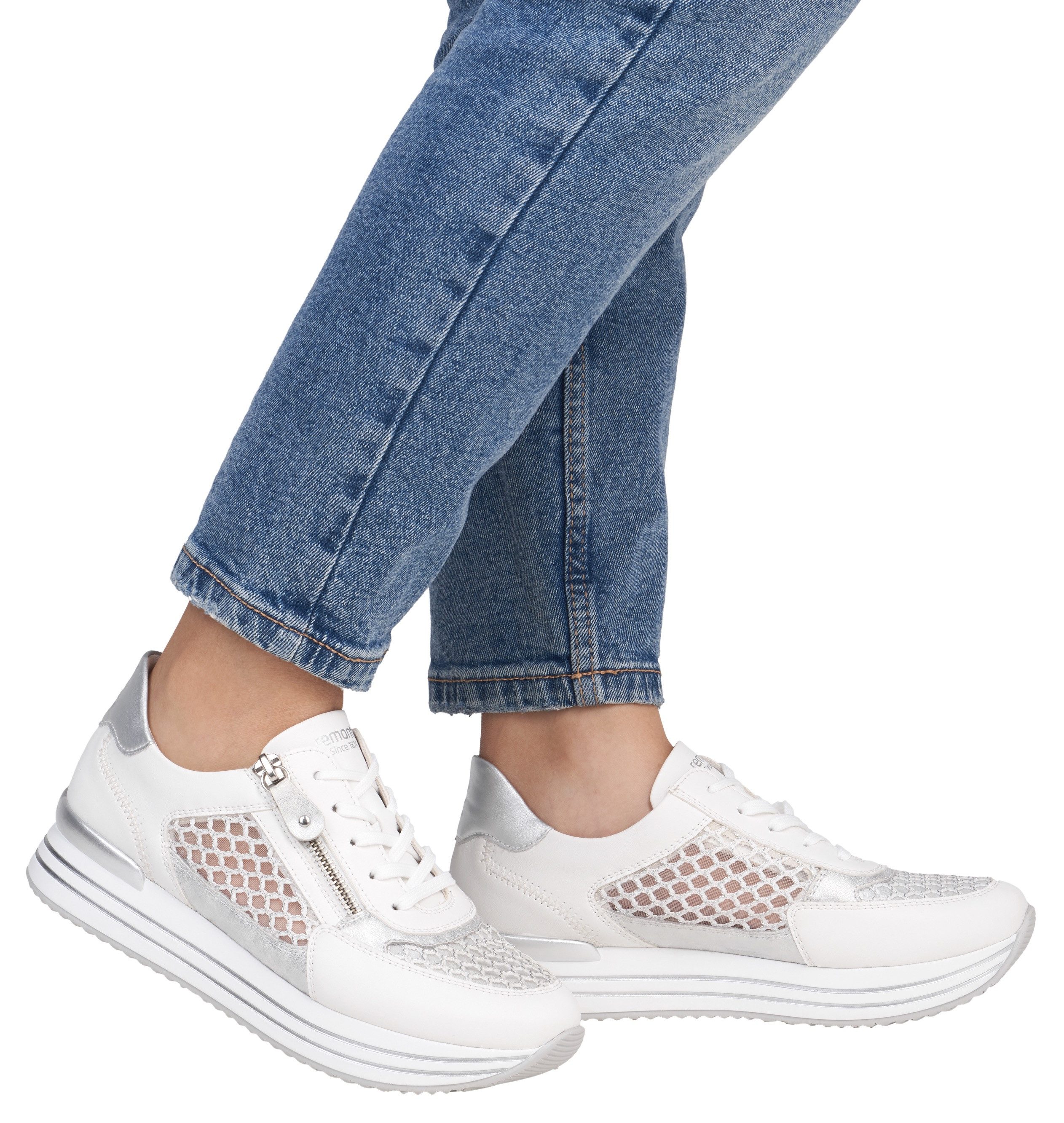 Remonte Plateausneakers , vrijetijdsschoen, lage schoen, veterschoen, vegan, contrastafwerking