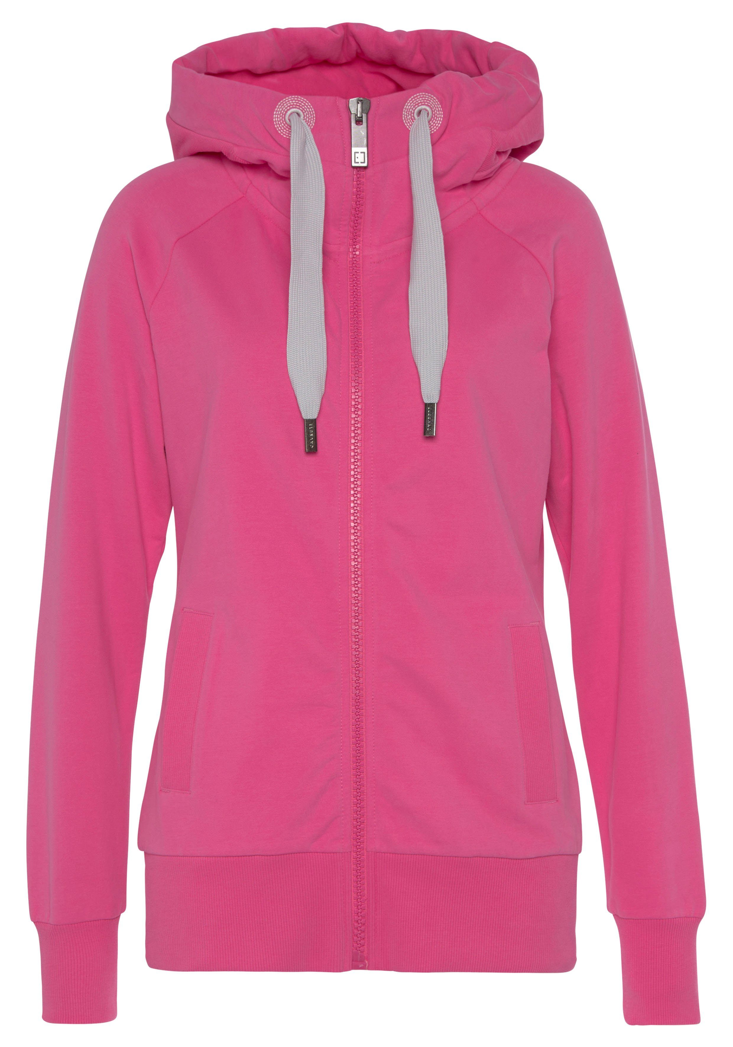 Elbsand Capuchonsweatvest Kria met logoprint achter, casual vrijetijdjack met zakken