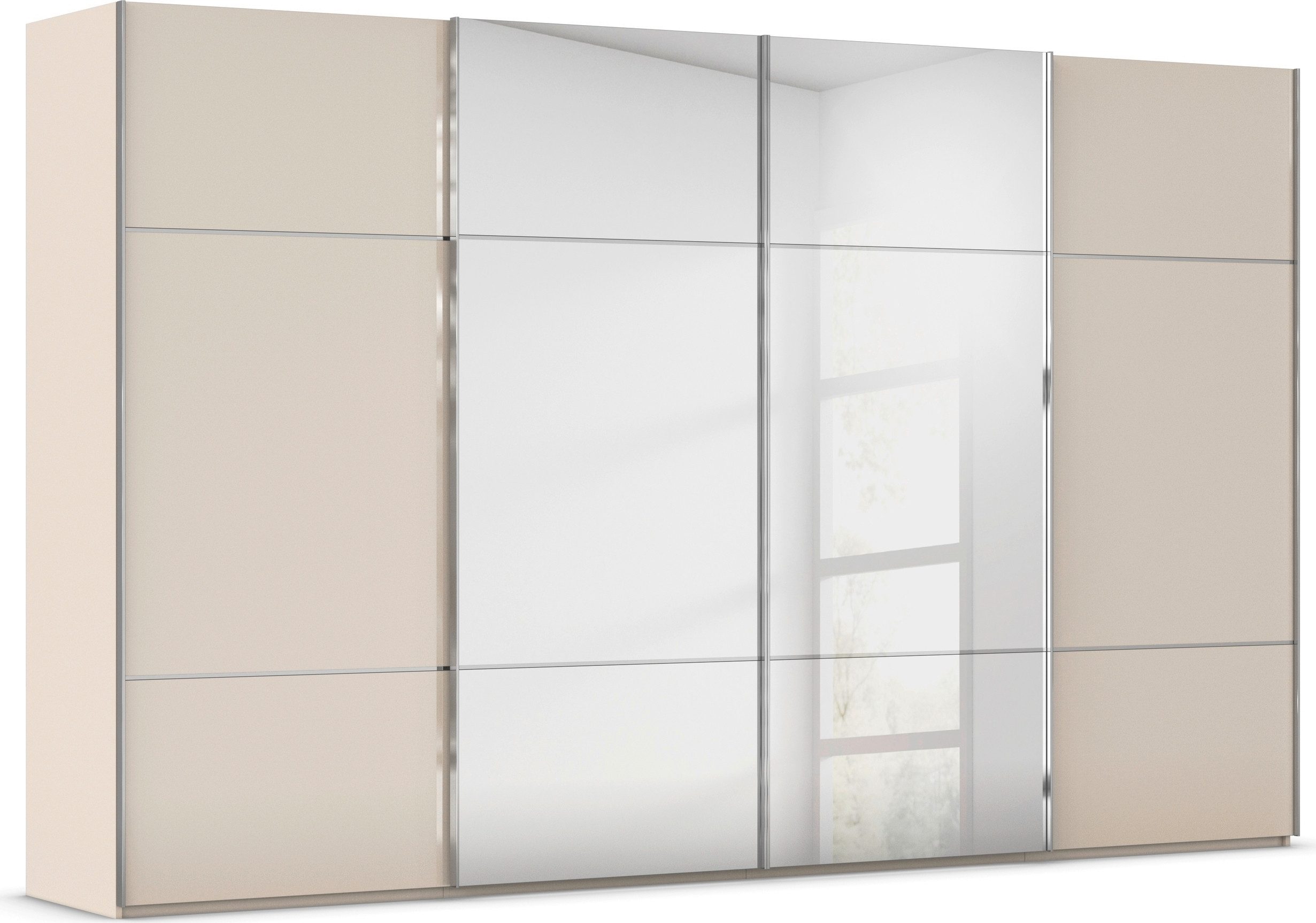 rauch Schuifdeurkast Kledingkast kast garderobe slaapkamerkast SCALE-TRIO edel drievoudig front met 2 sierlijsten spiegel/glas made in germany
