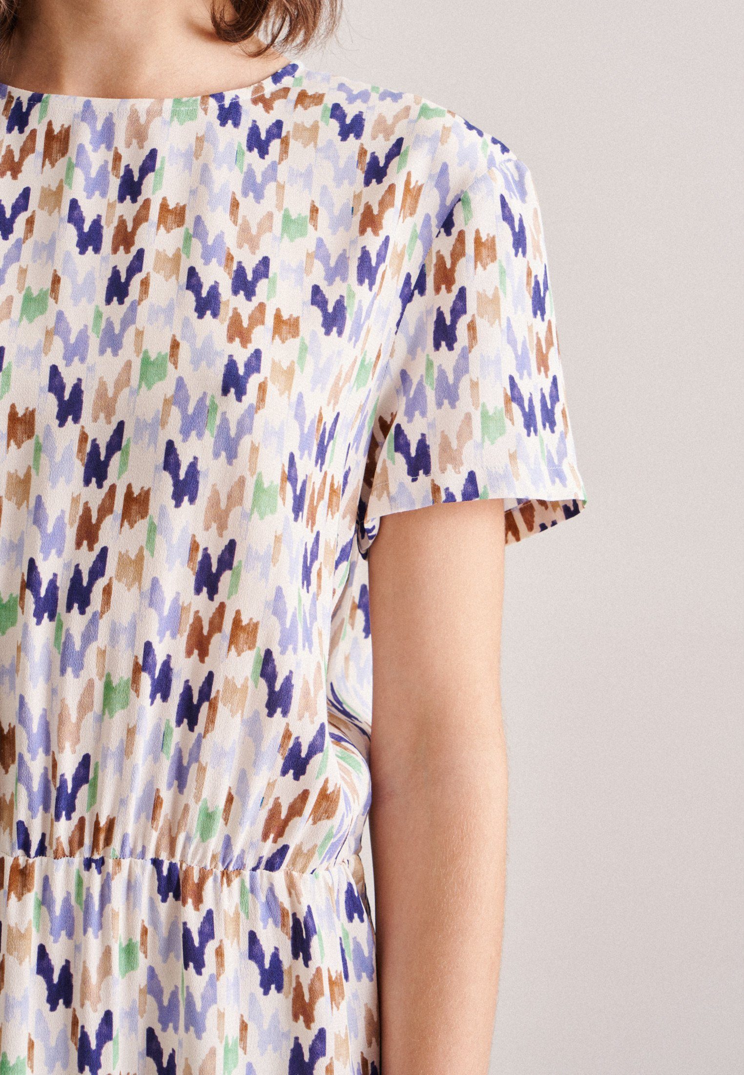 seidensticker Zomerjurk Zwarte roos Korte mouwen ronde hals print