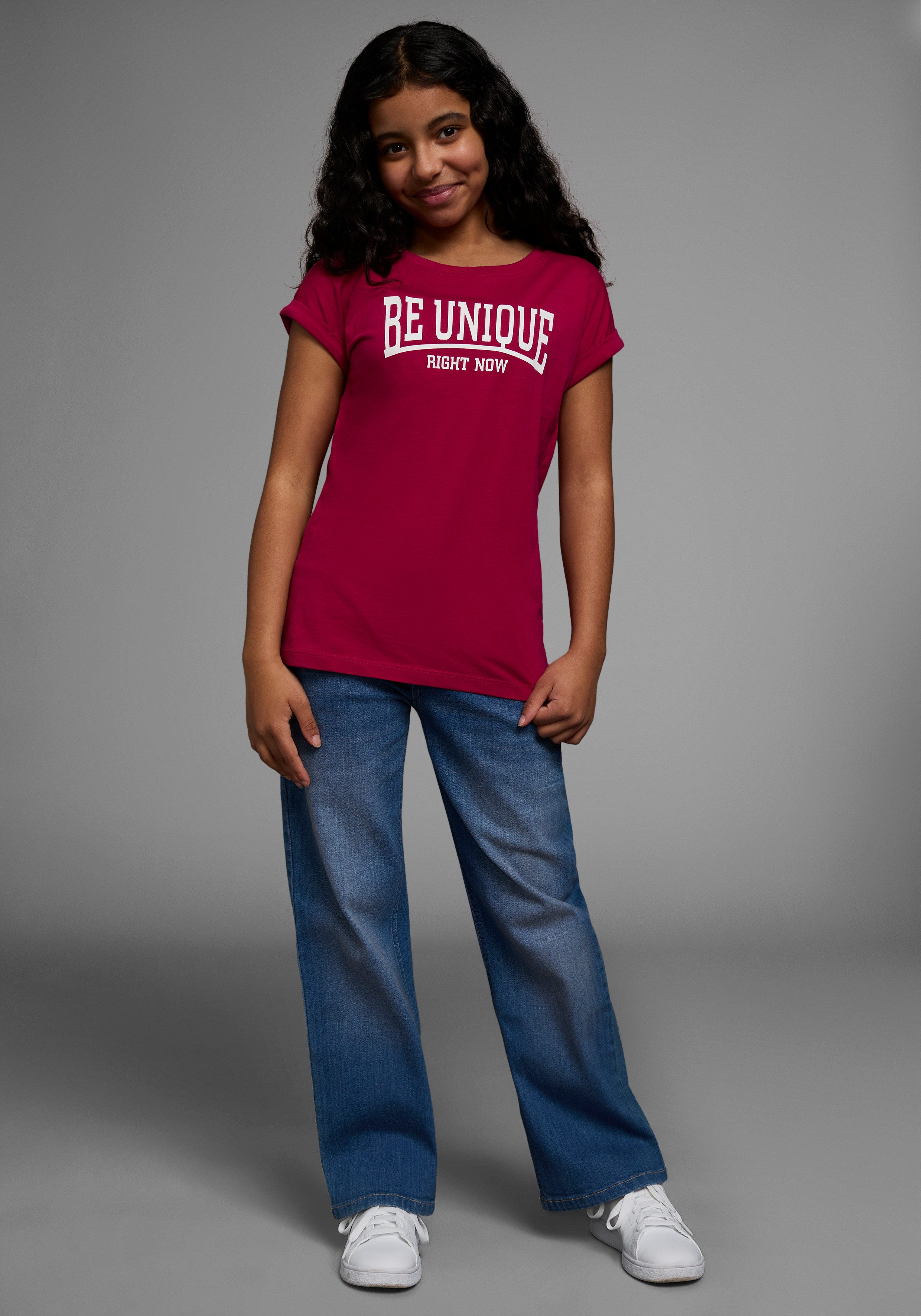 KIDSWORLD T-shirt Be unique - right now korte mouwen, bedrukt, ronde hals