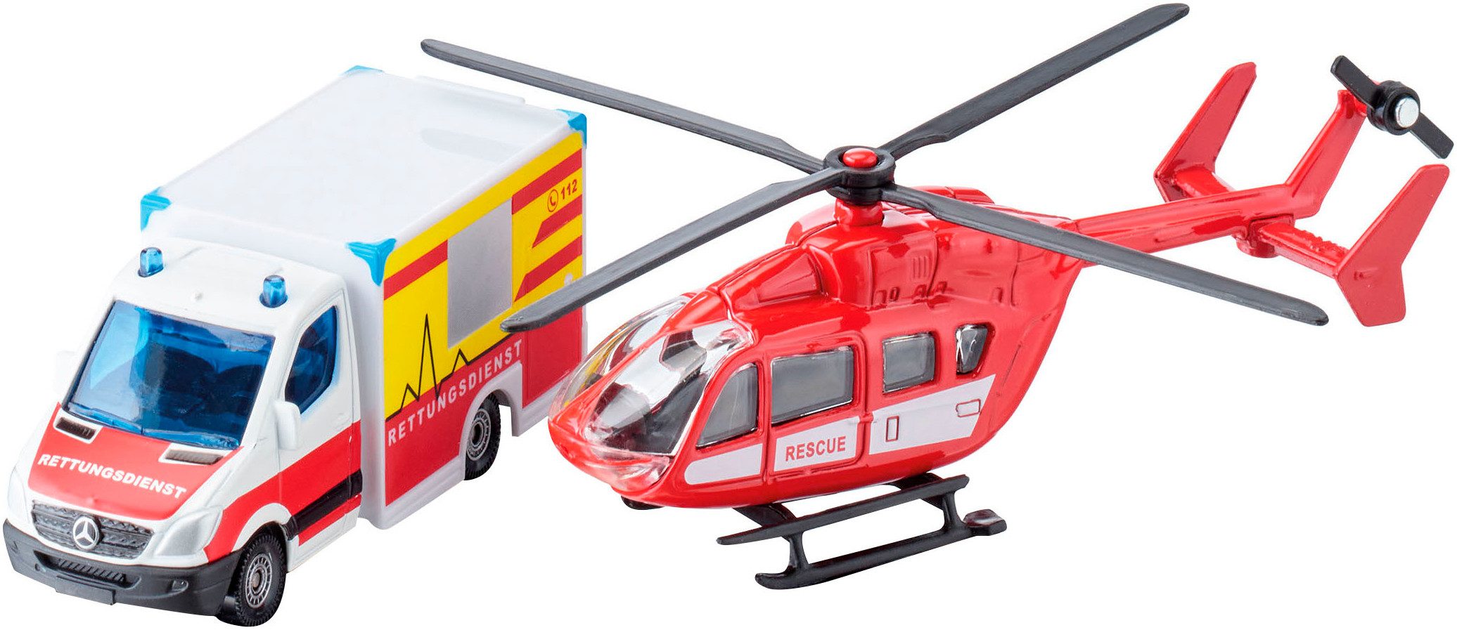 Siku Speelgoed-ambulance SIKU Super, Mercedes-Benz ambulance en helikopter (1748)