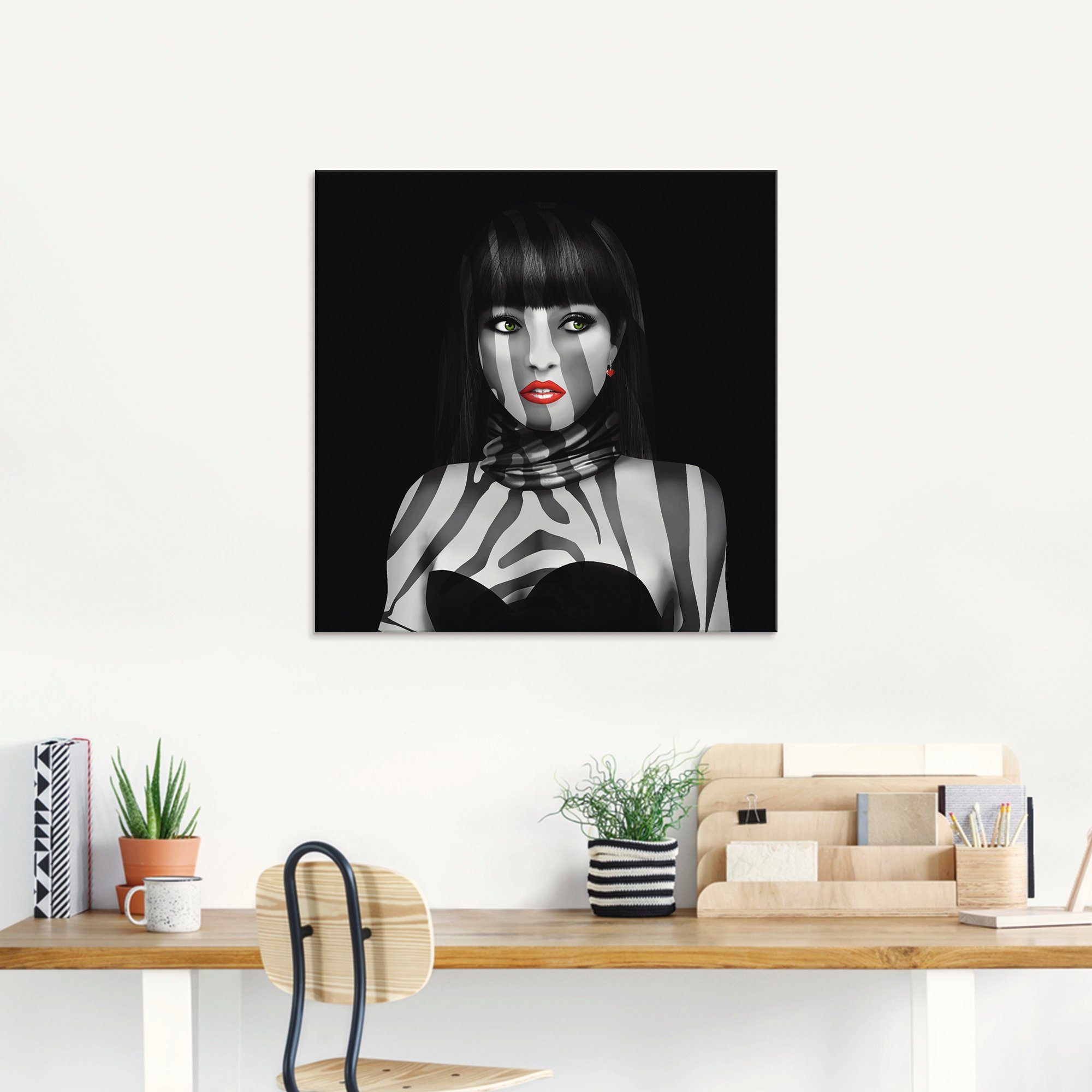 Artland Print op glas Exotische lady in verschillende maten