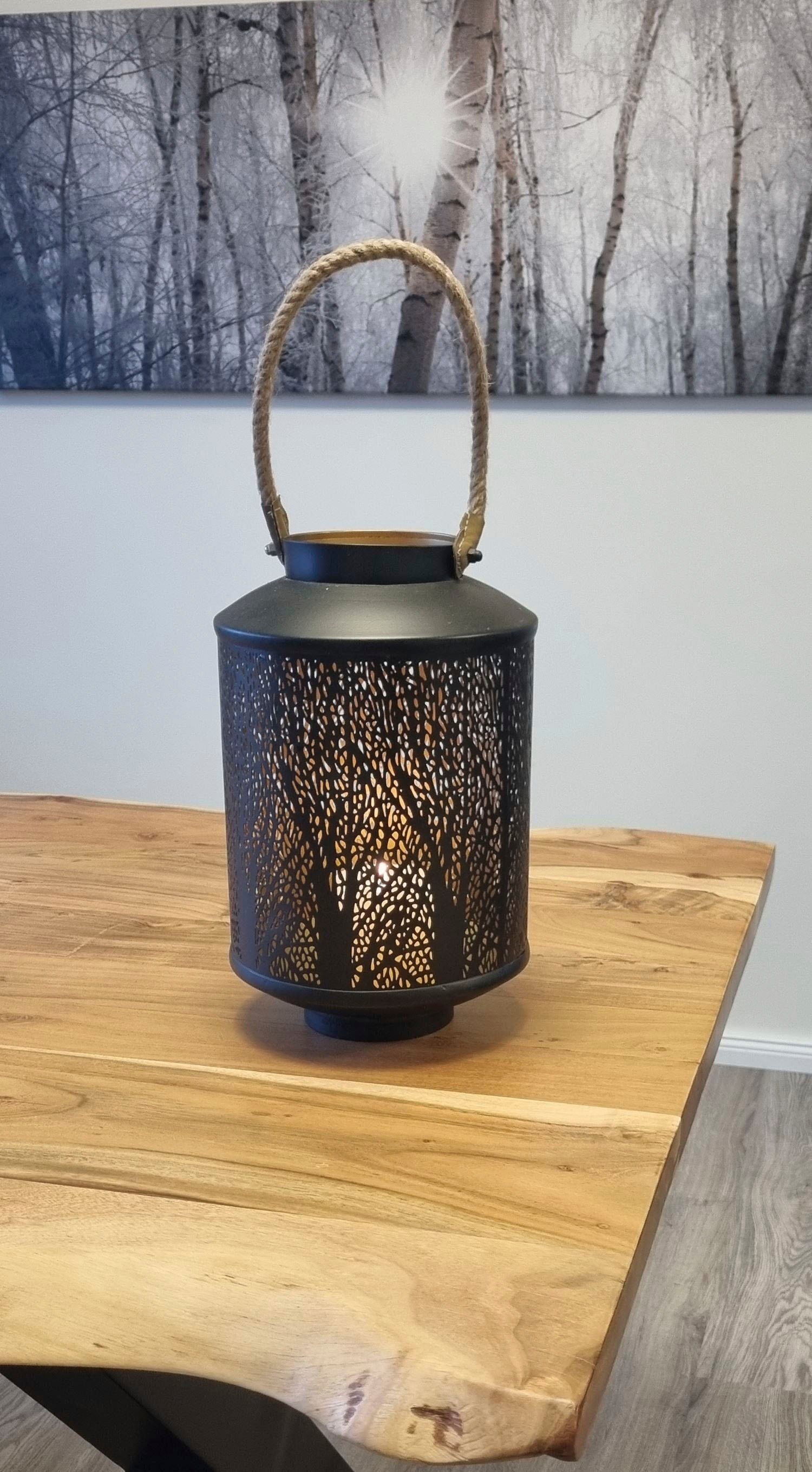 Ambiente Haus Lantaarn met kaars Lantaarn bosmotief, handvat met touw - (H) 50 cm (1 stuk)