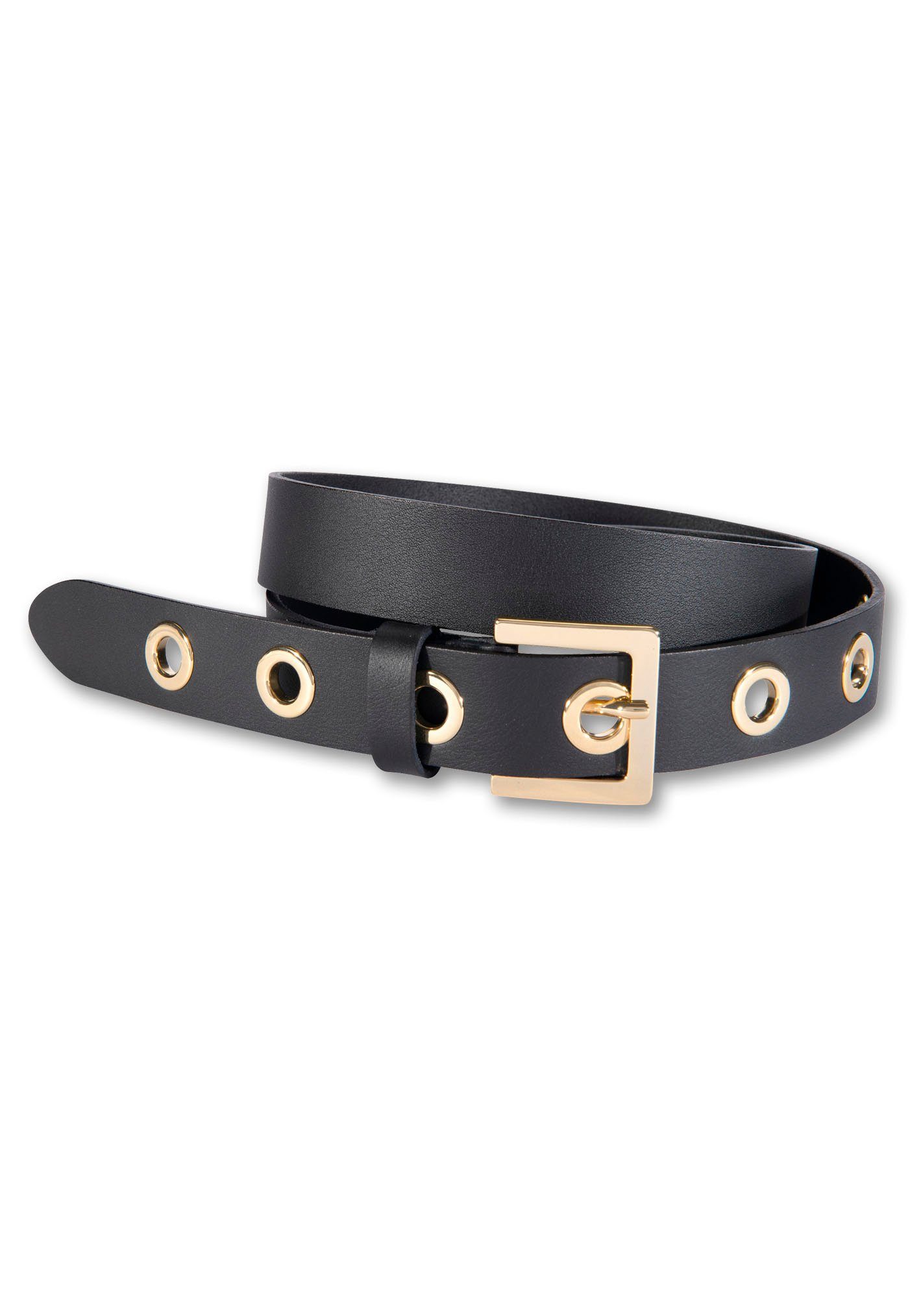 Silbergift Leren riem dames brede riemen maat 80 zwart