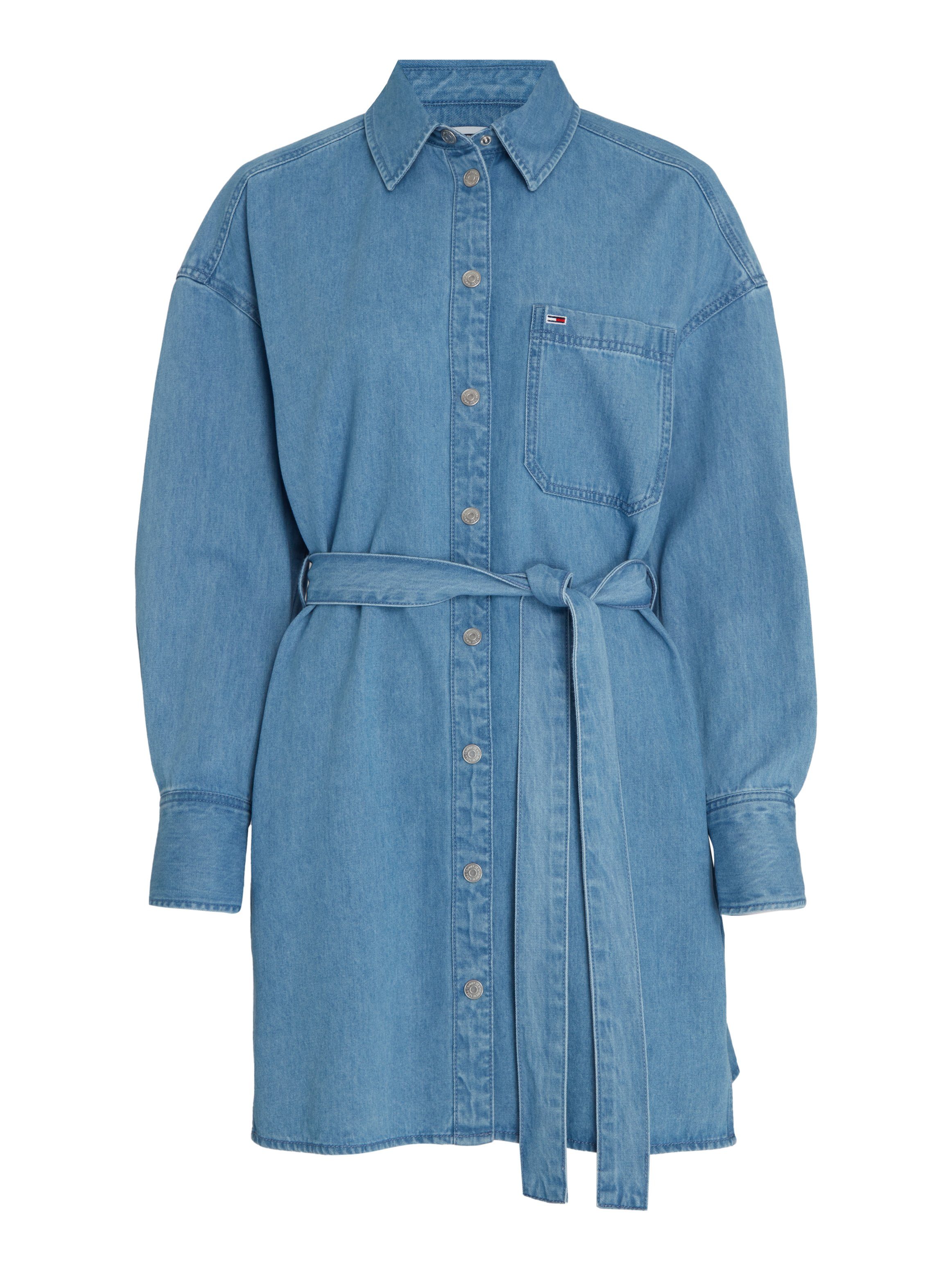 Tommy Jeans Curve Shirtjurk TJW BELTED DENIM SHIRT DRESS EXT