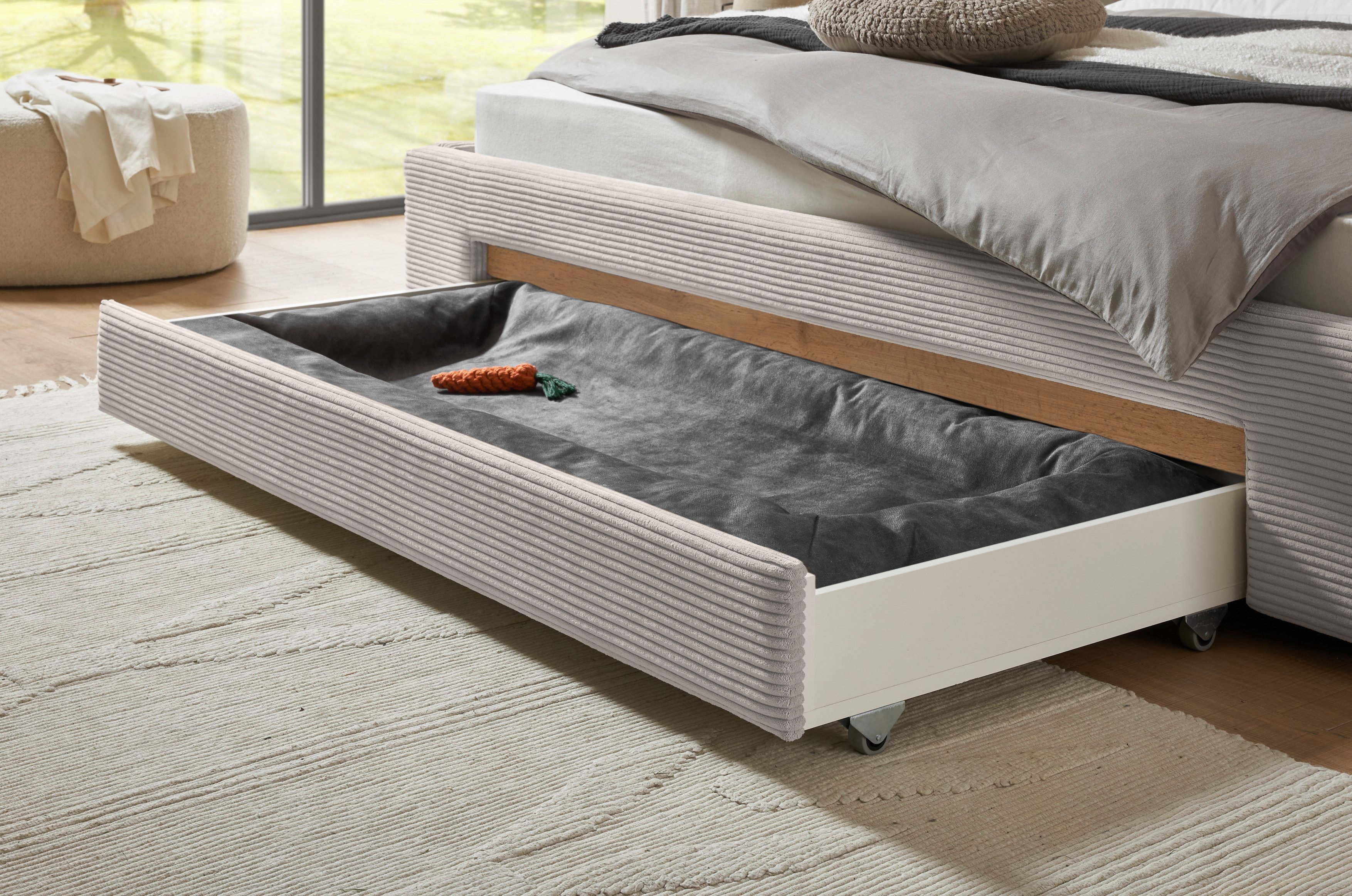 INOSIGN Gestoffeerd bed CiTY/GiRON,, gepolsterd opbergbed, met LED-verlichting Bedkisten met hondenbed of als opbergruimte, opklapbare hoofdeinden