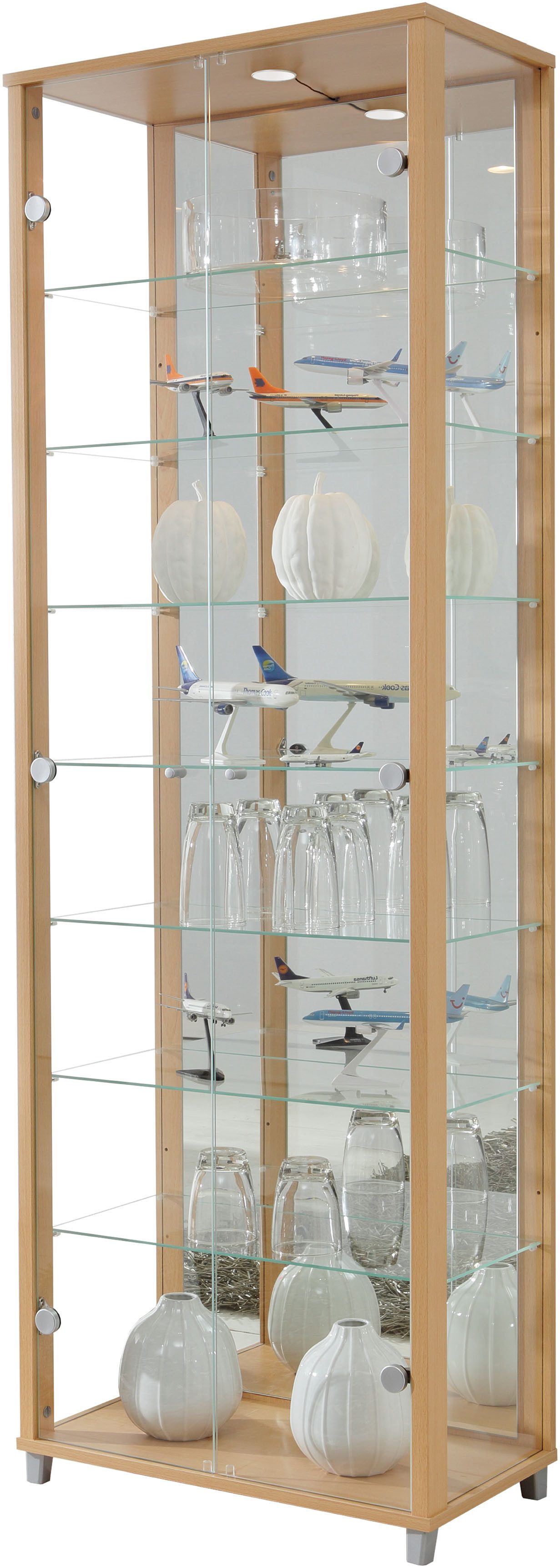 fif möbel Vitrinekast OPTIMA Staande vitrine/glasvitrine met 2 glazen deuren, perfect voor...