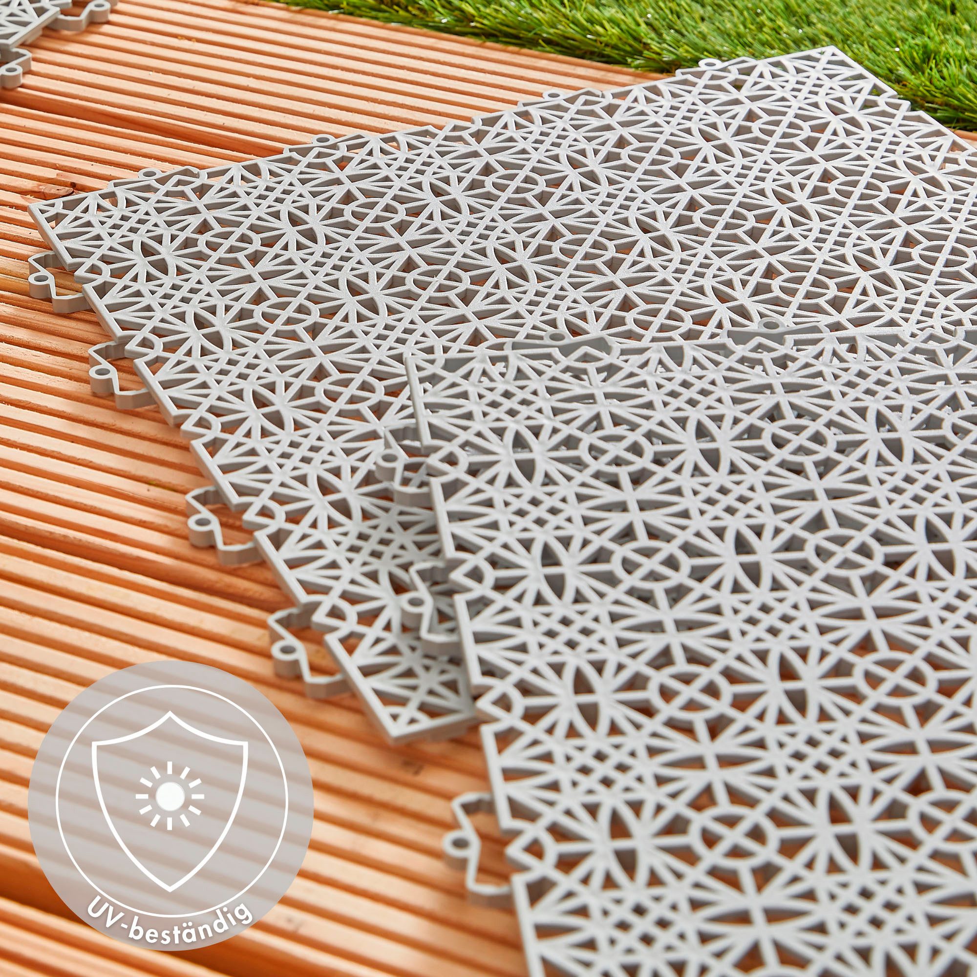 Andiamo Kunststof tegels Terras tegels Terra Sol, Made in Swiss Outdoor kliktegels, 38x38 cm, set met 1 m², 2 m², 5 m², uv-bestendig (set)
