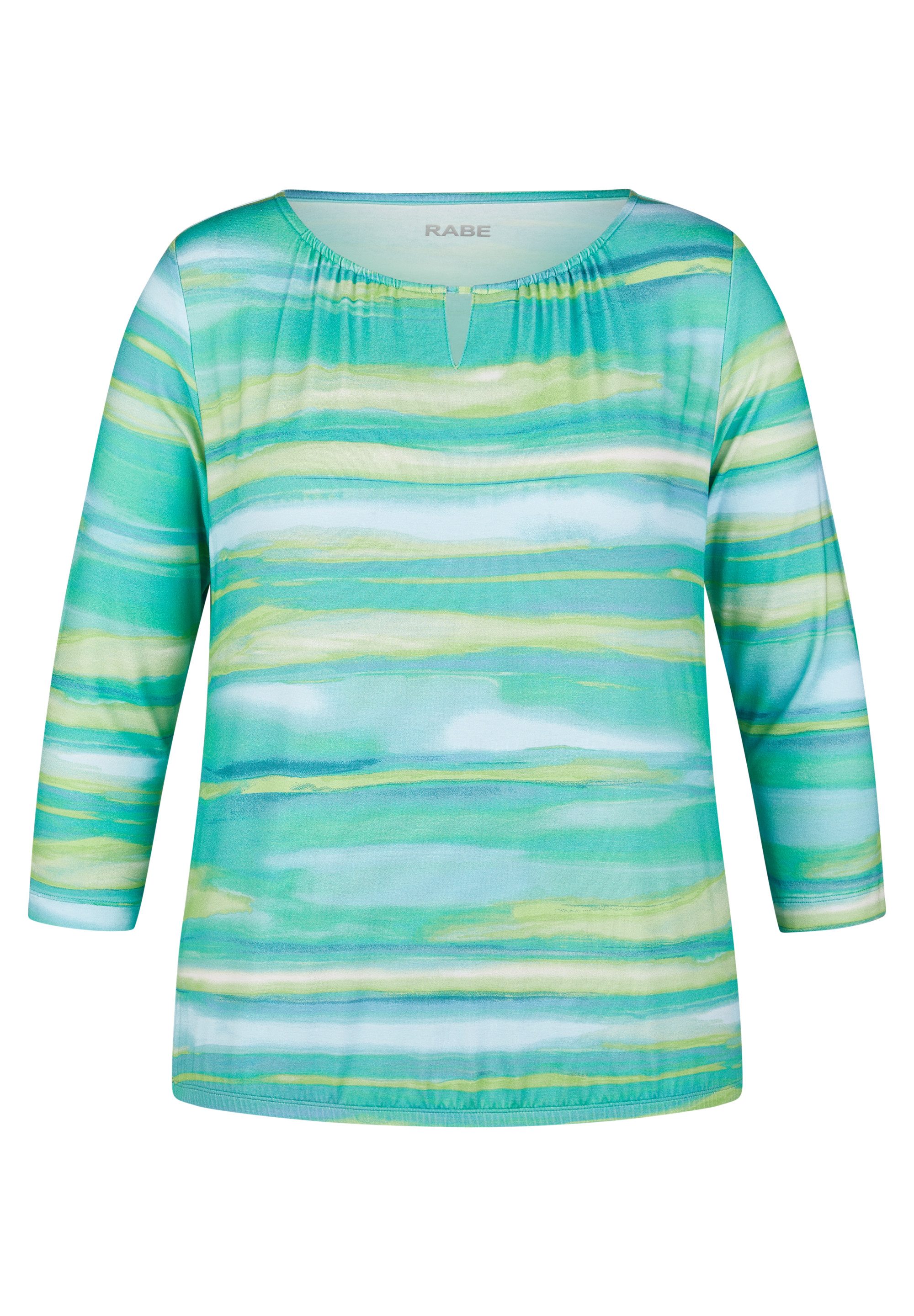 Rabe Shirt met 3/4 mouwen met geraffte ronde hals en split