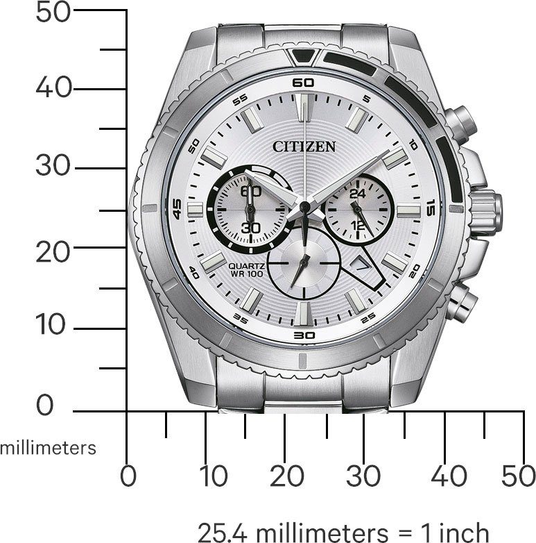 Citizen Chronograaf AN8200-50A Horloge, quartzhorloge, herenhorloge, stalen armband