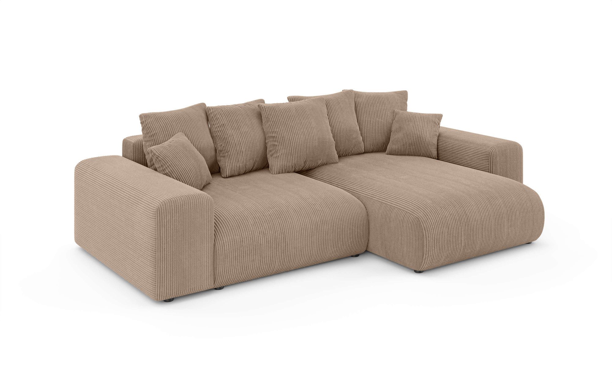 Home affaire Hoekbank LAKESIDE met bedfunctie en bedlade, B/D/H 257/166/84 cm L-vorm, recamiere aan beide zijden monteerbaar, golfondersteuning