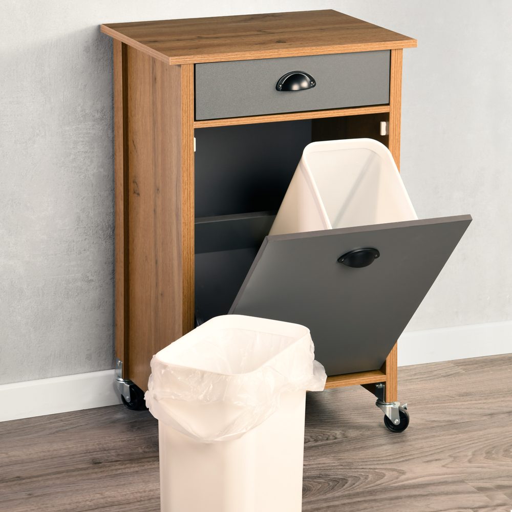 KESPER for kitchen & home Keukentrolley Rollwagen inclusief prullenbak, eik, FSC