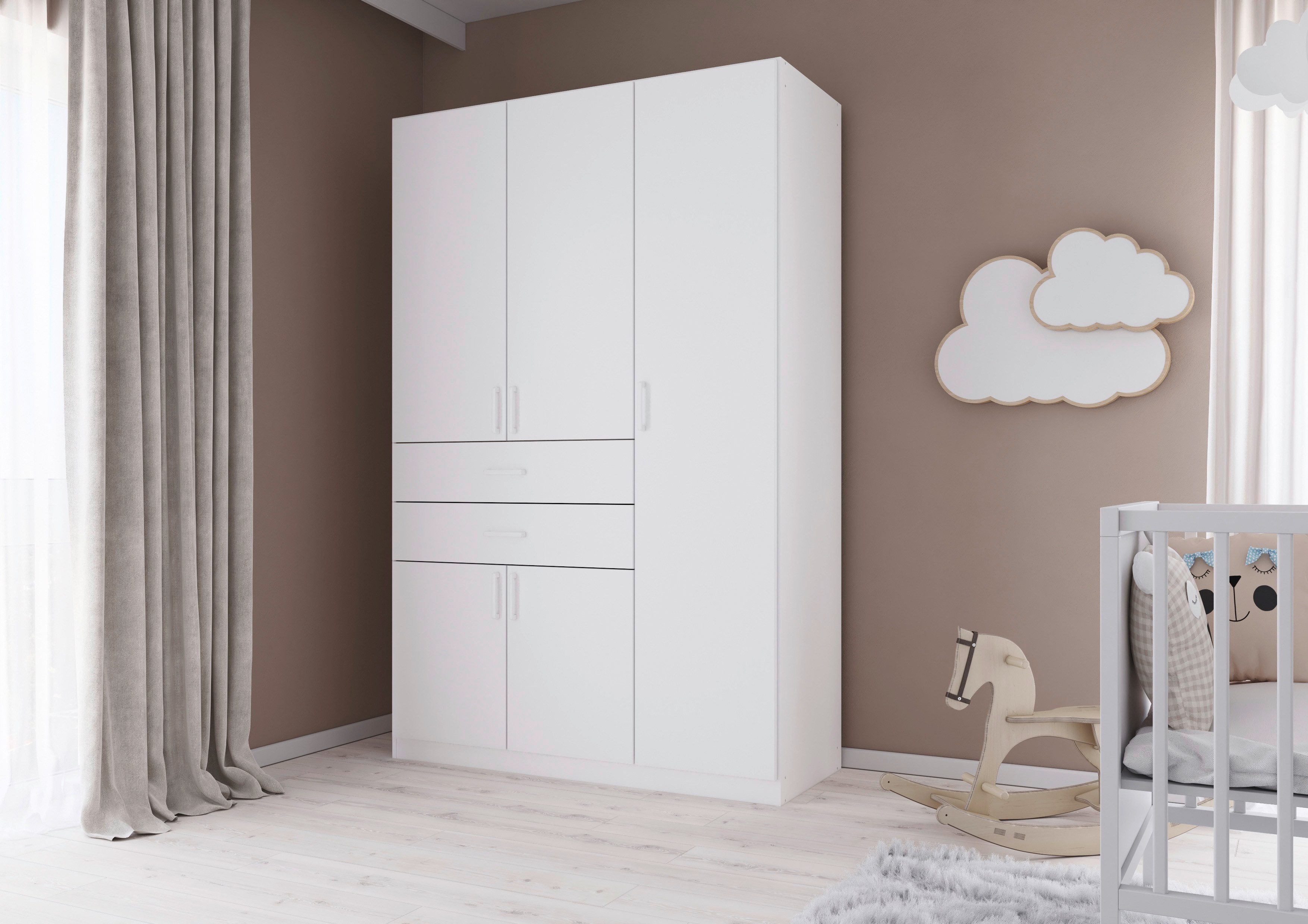 rauch Draaideurkast Kledingkast kast garderobe MAIKA met decor-front 2 lades, in verschillende breedtes, hoogtes, kleuren, made in germany