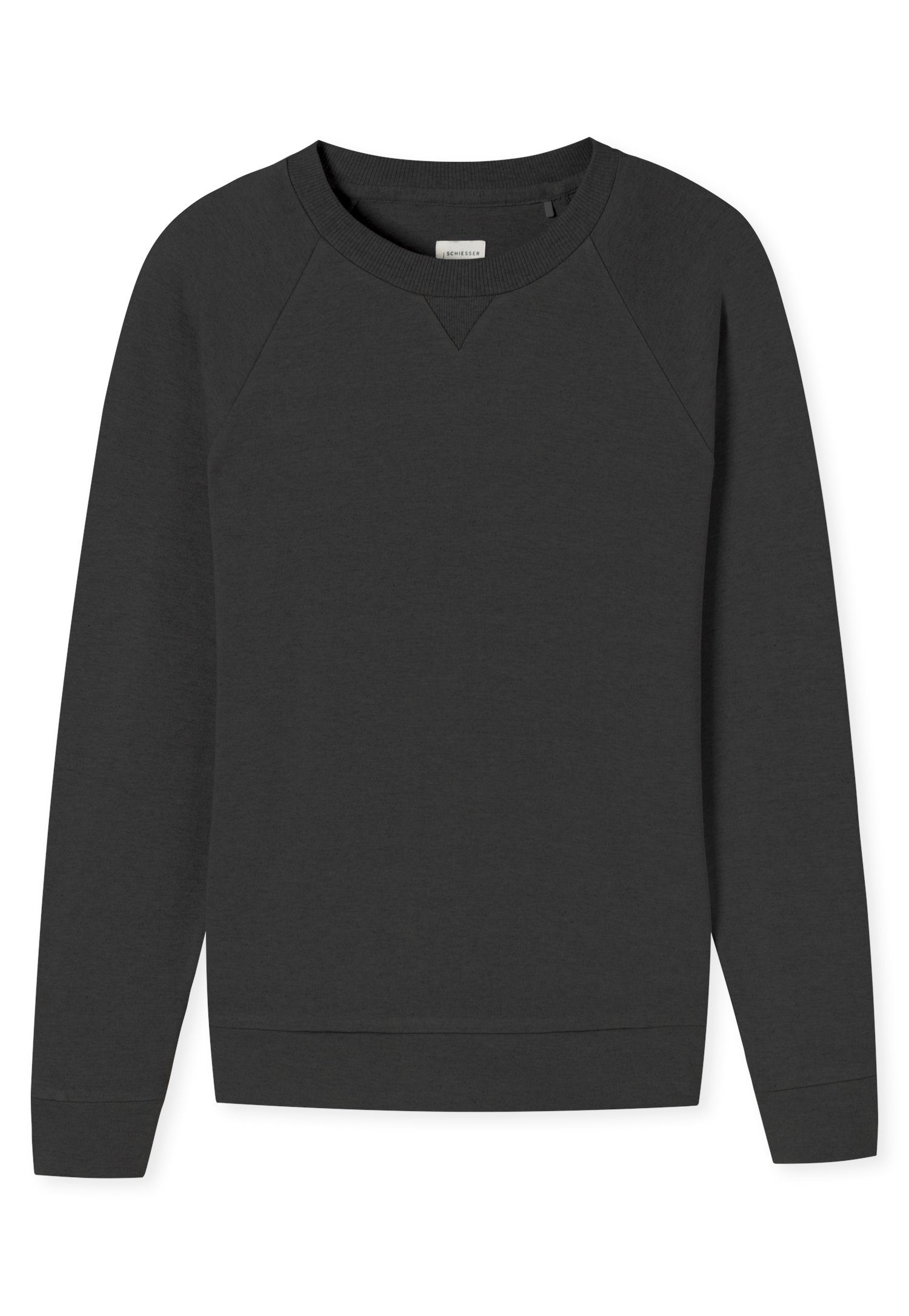 Schiesser Sweatshirt Mix+Relax met ribbelige halslijn met v-vormige inzet aan de voorkant (-)