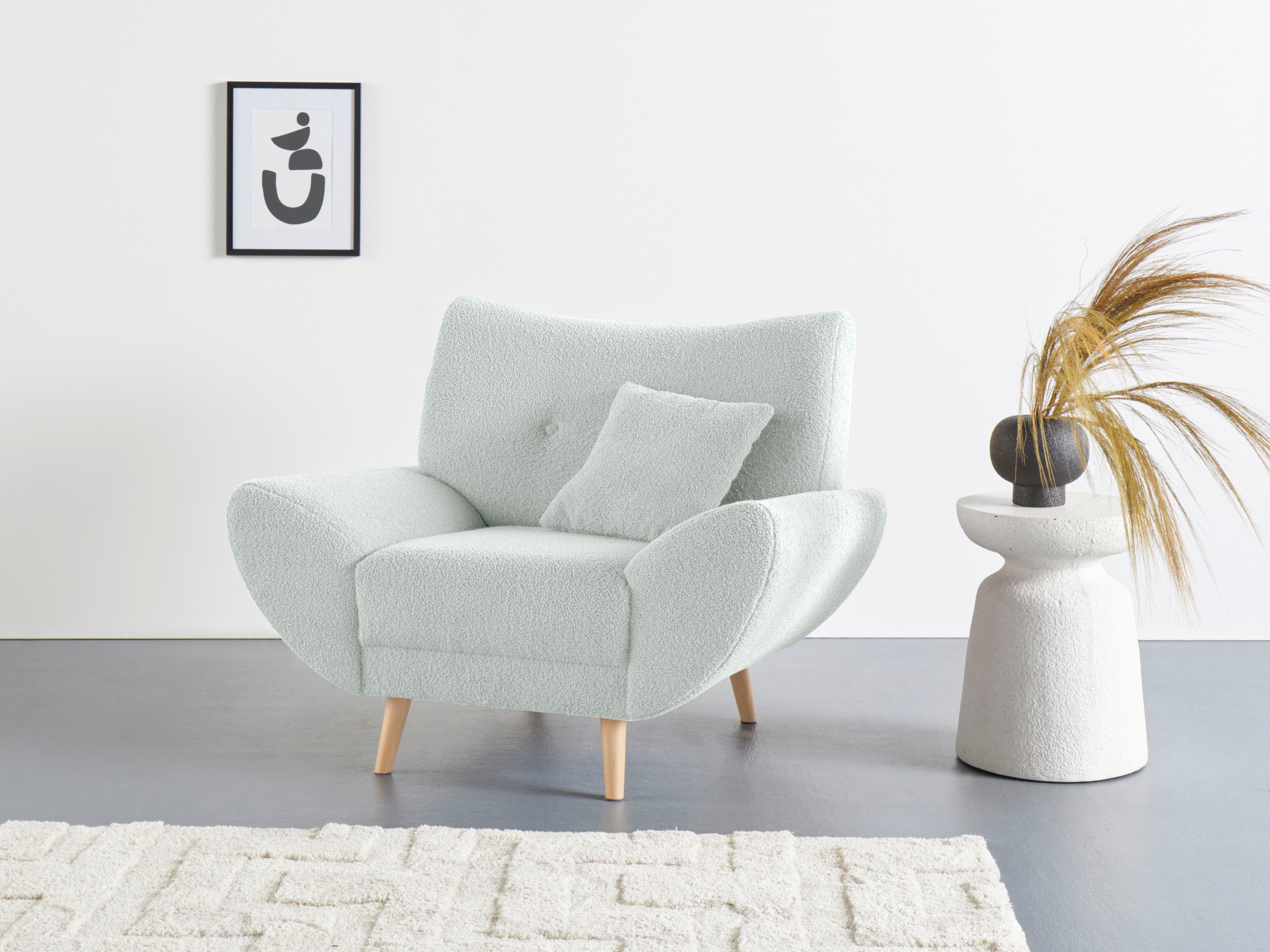 Home affaire Fauteuil BASTA fauteuils maat Luxe-microvezel zacht zilver(kleur)